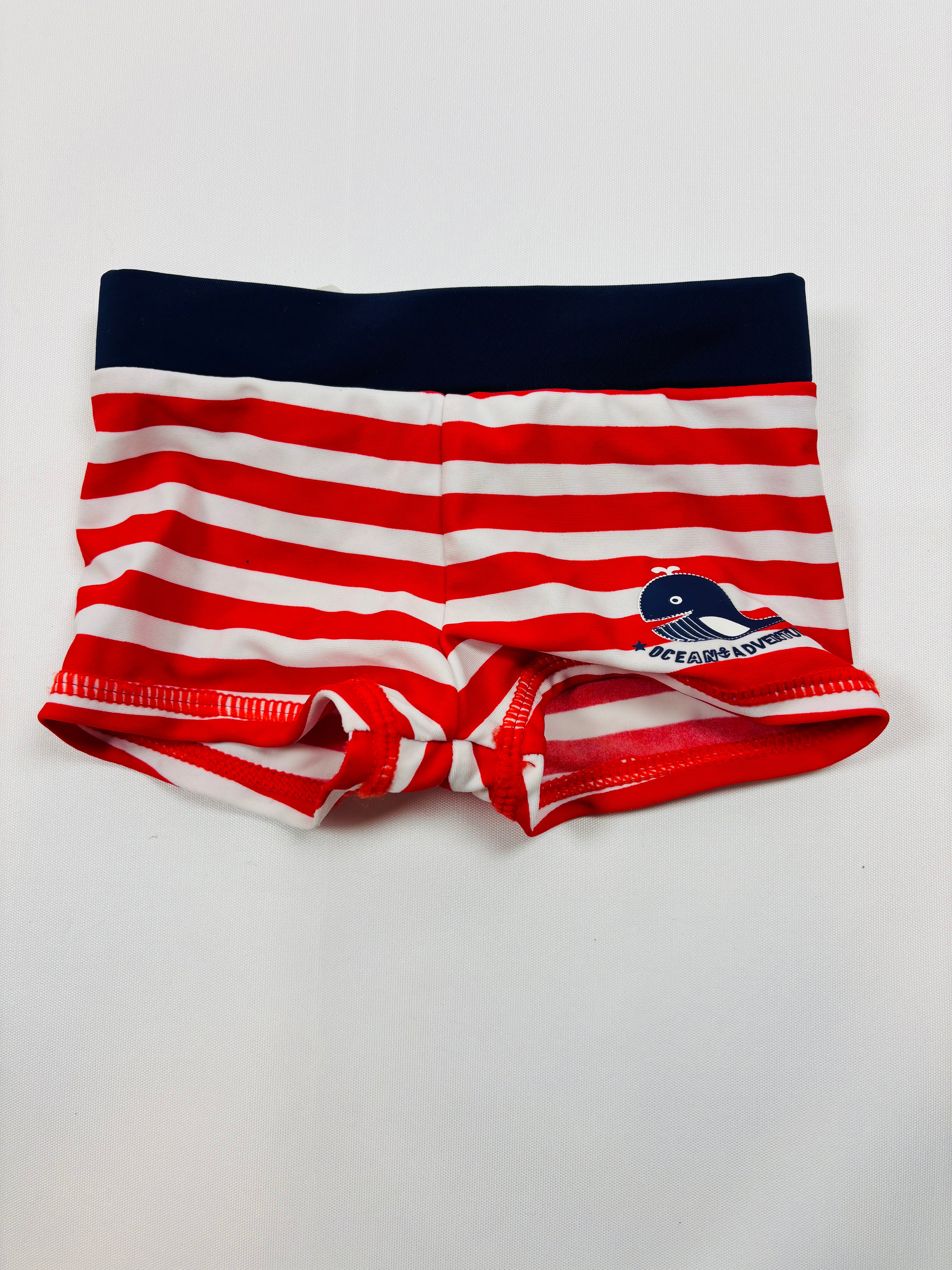 Maillot de bain rayé rouge et blanc garçon Migros – Taille 74