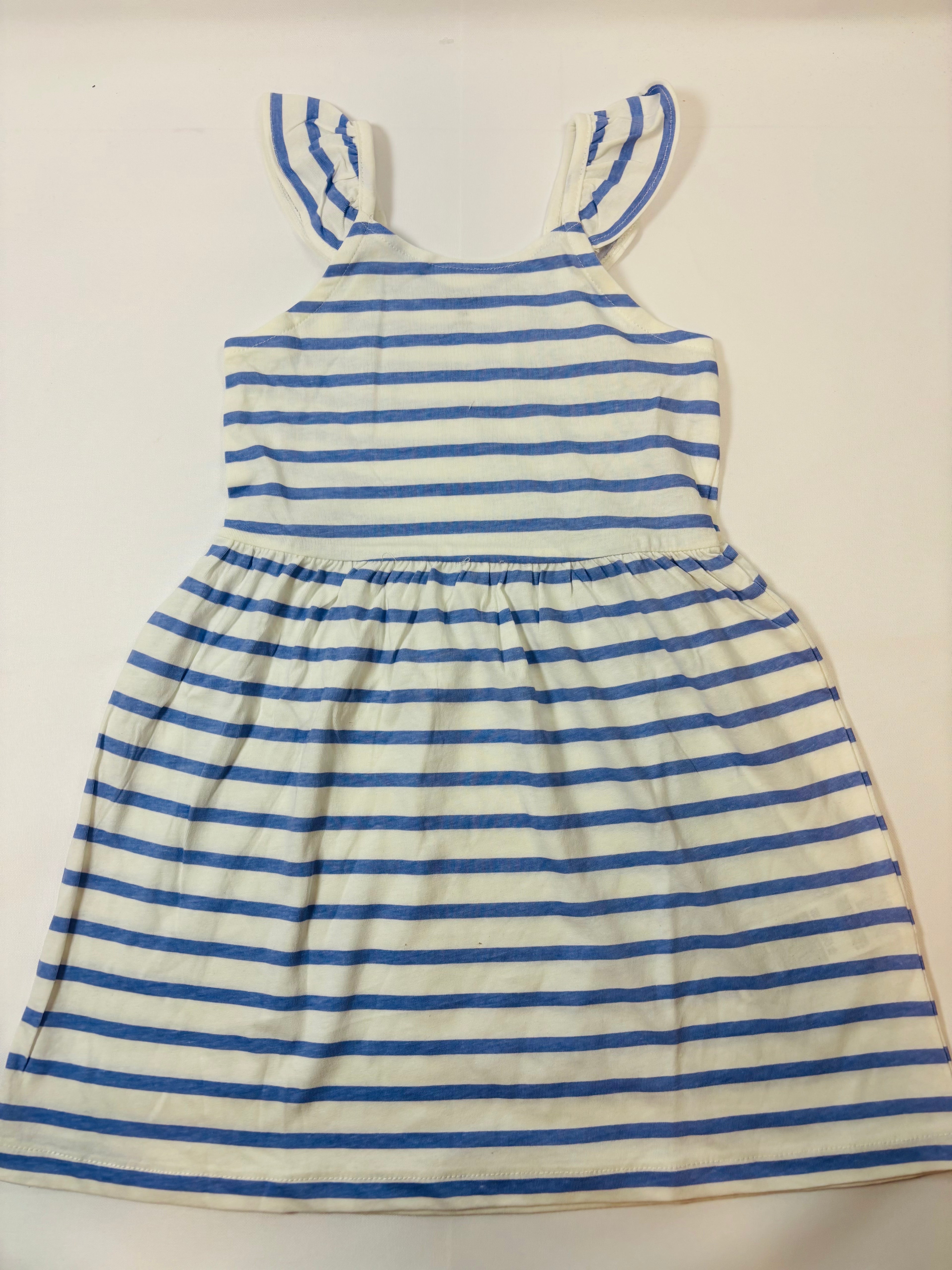 Robe rayée blanche et bleue fille – taille 98/104