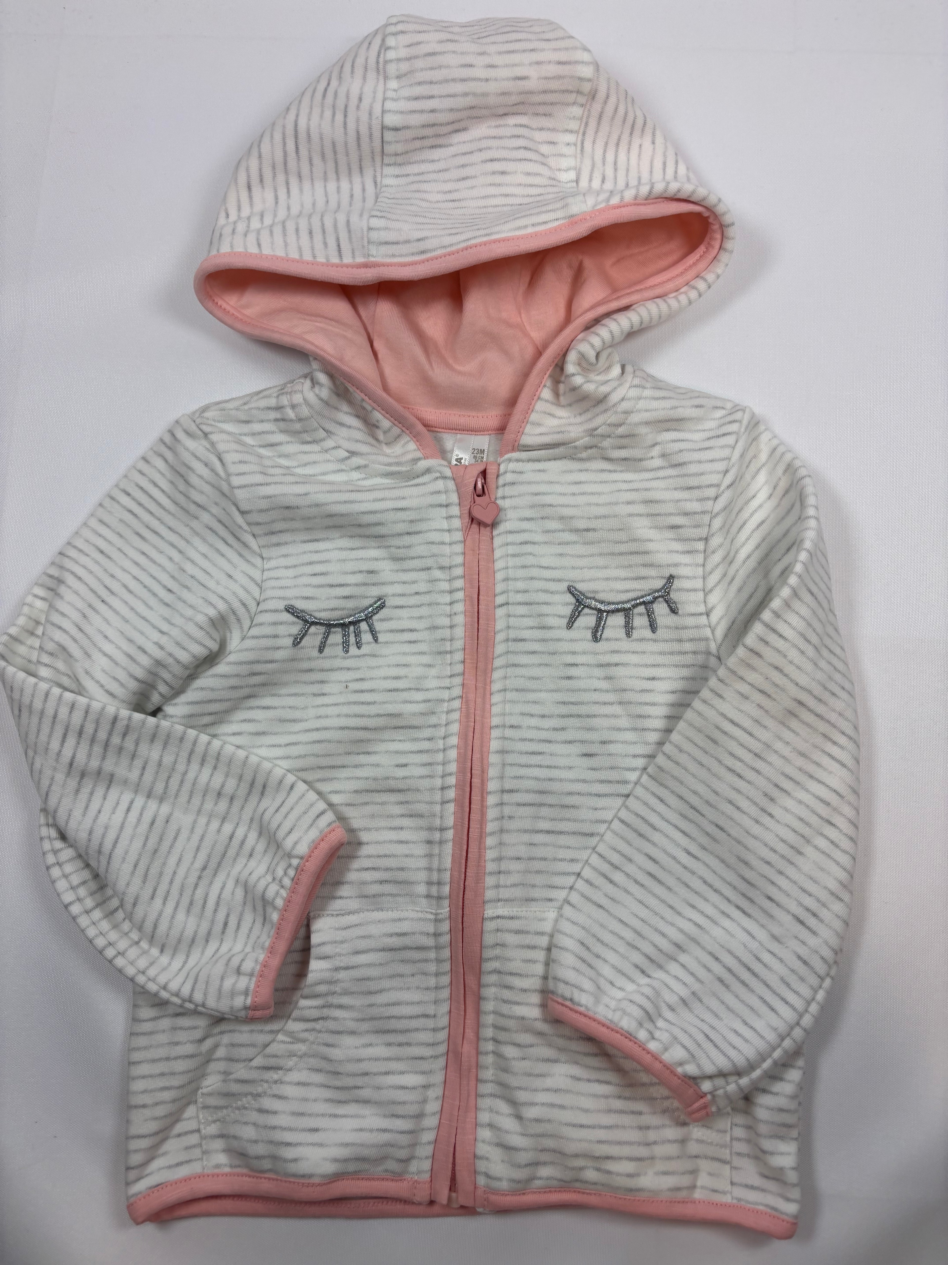 Gilet gris rayé blanc et rose – Orchestra – Fille 86