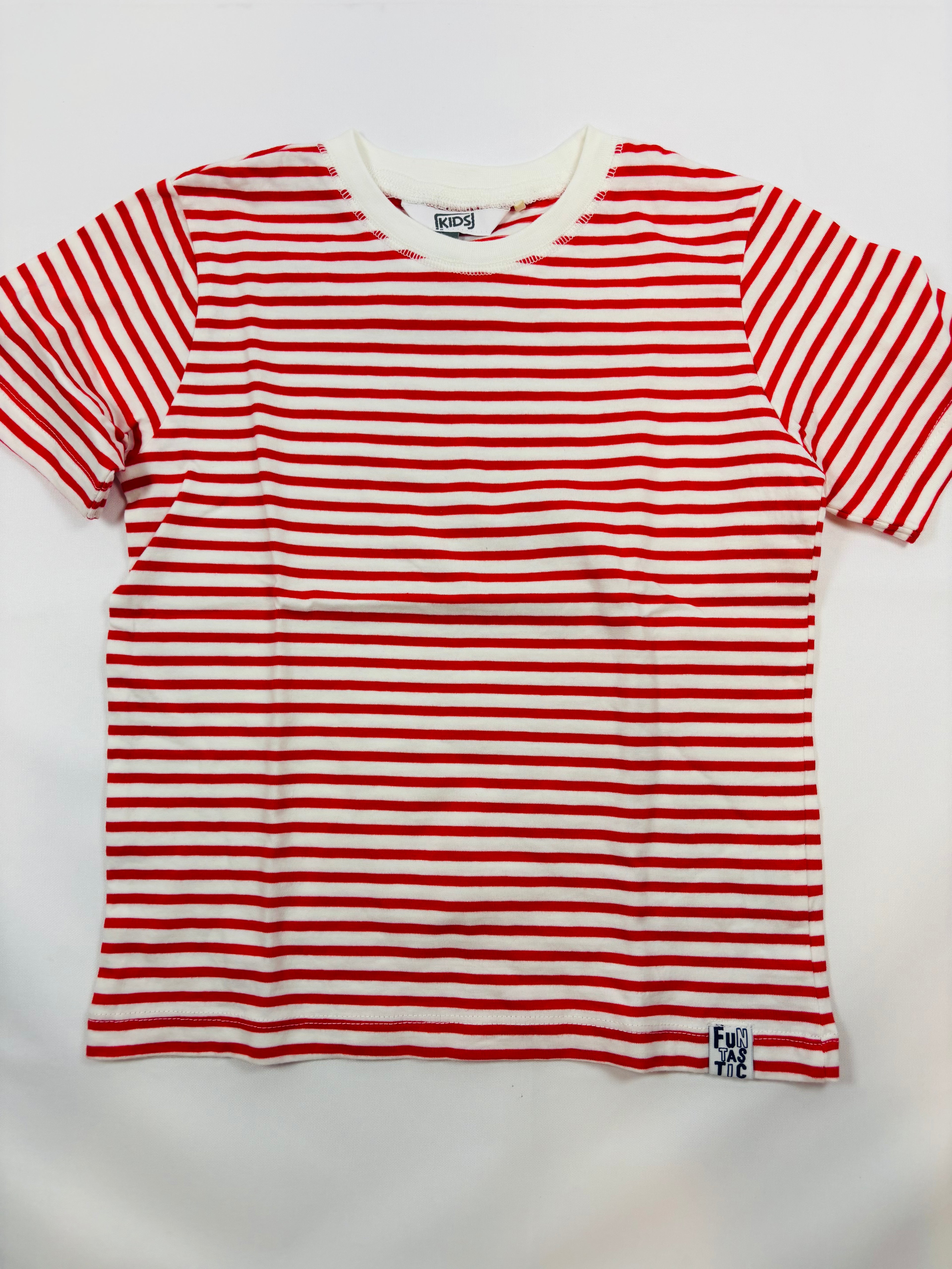 T-shirt rayé rouge et blanc – Smile – Garçon 110-116