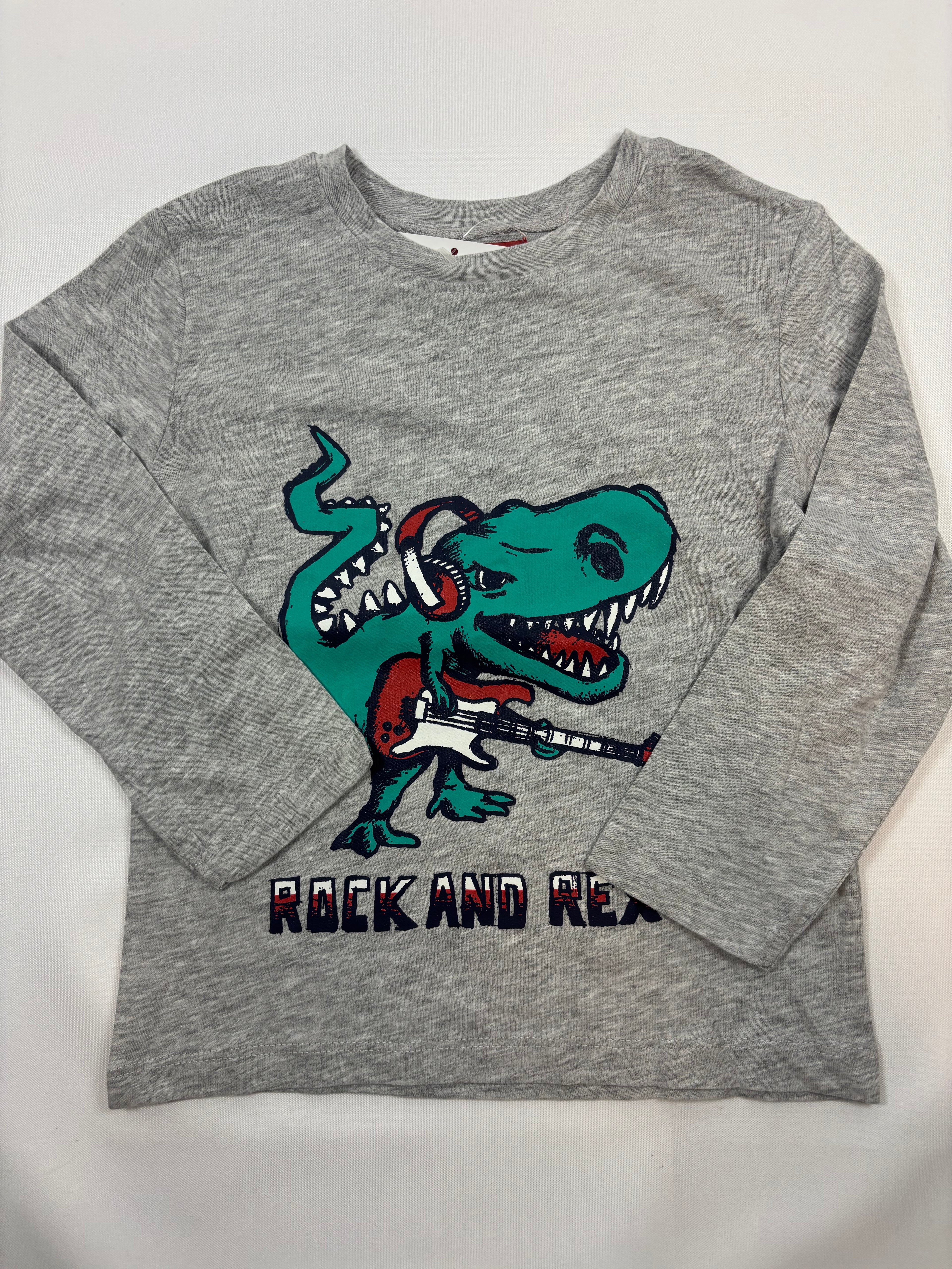 Sweat-shirt gris motif dinosaure – Tissaia – Garçon 104