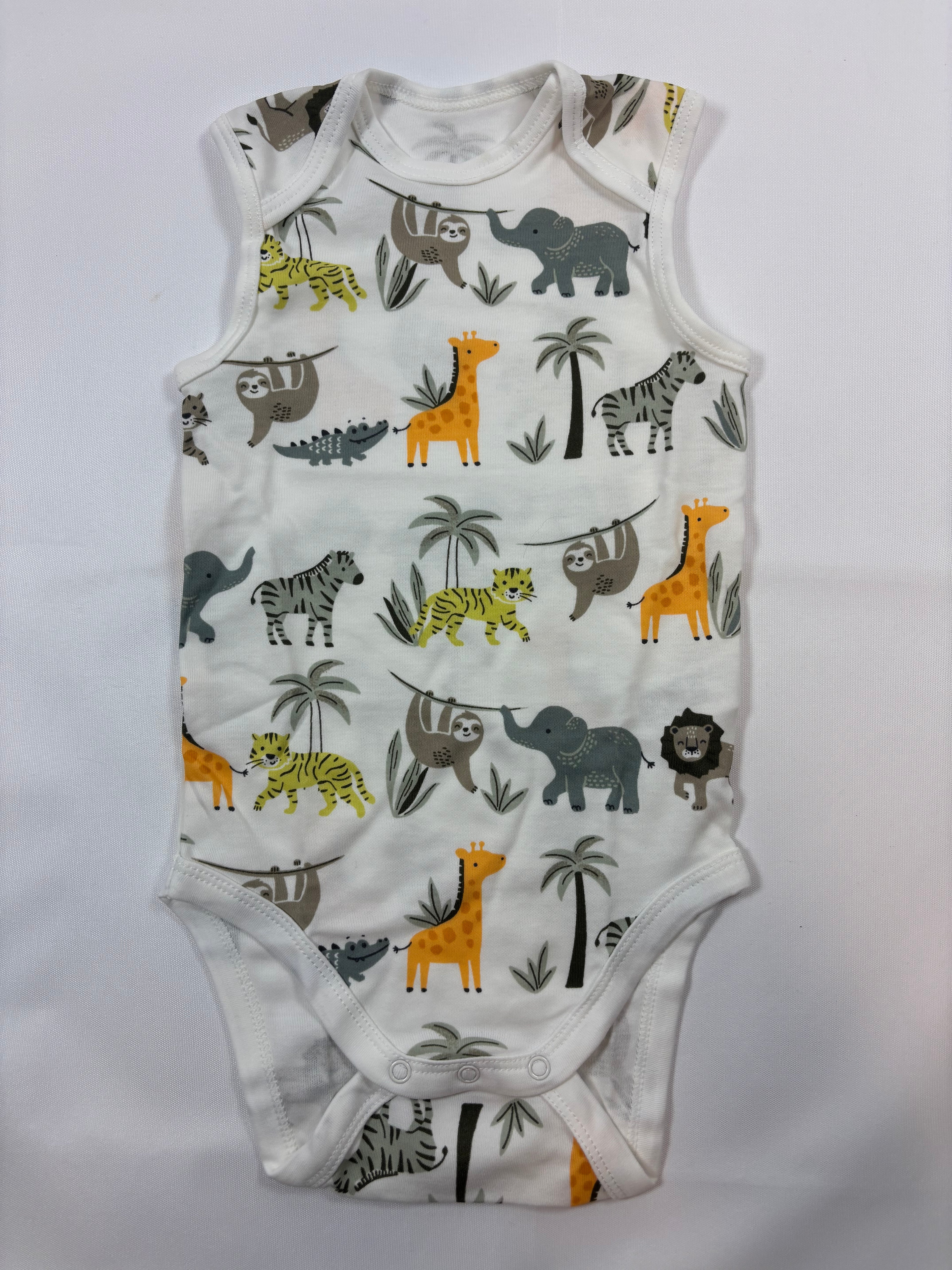 Body blanc motif animaux de la jungle garçon – taille 80