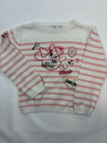 Pull blanc rayé rose motif Minnie – Disney – Fille 98