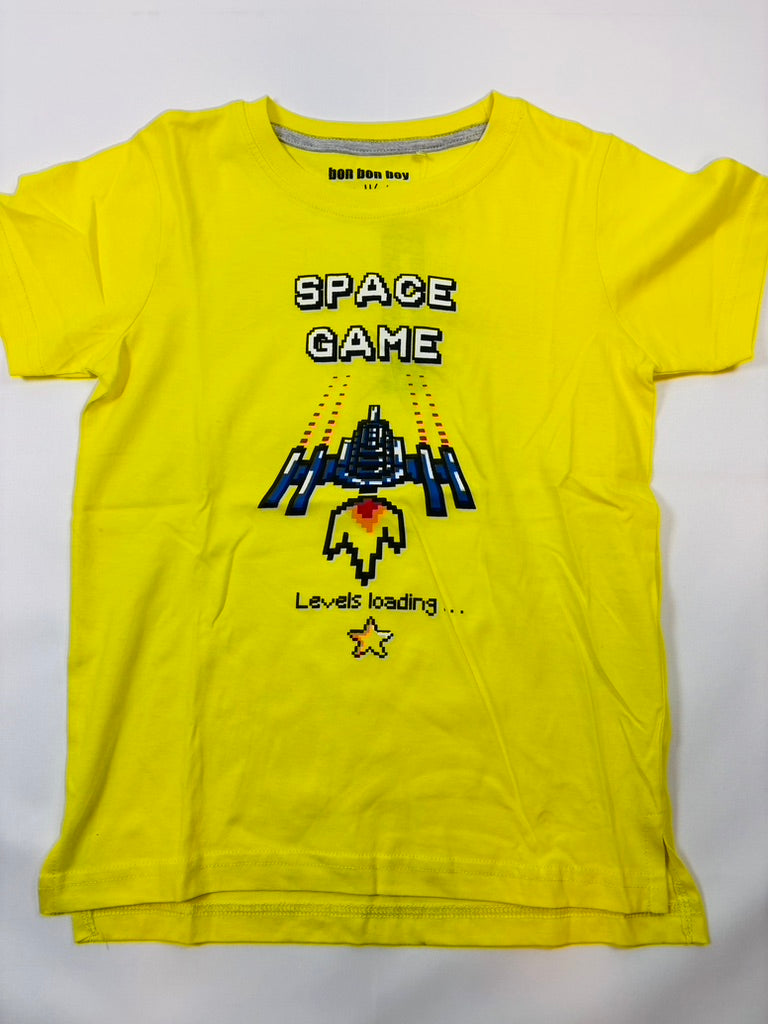 T-shirt Jaune Inscription Space Game – Garçon – 116