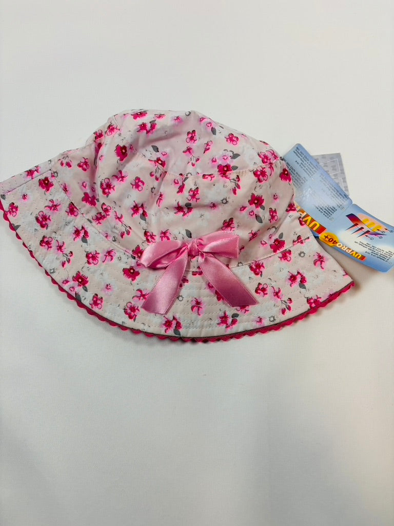 Chapeau rose à fleurs fille taille 52