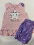 Pyjama court rose motif étoile fille – taille 86/92