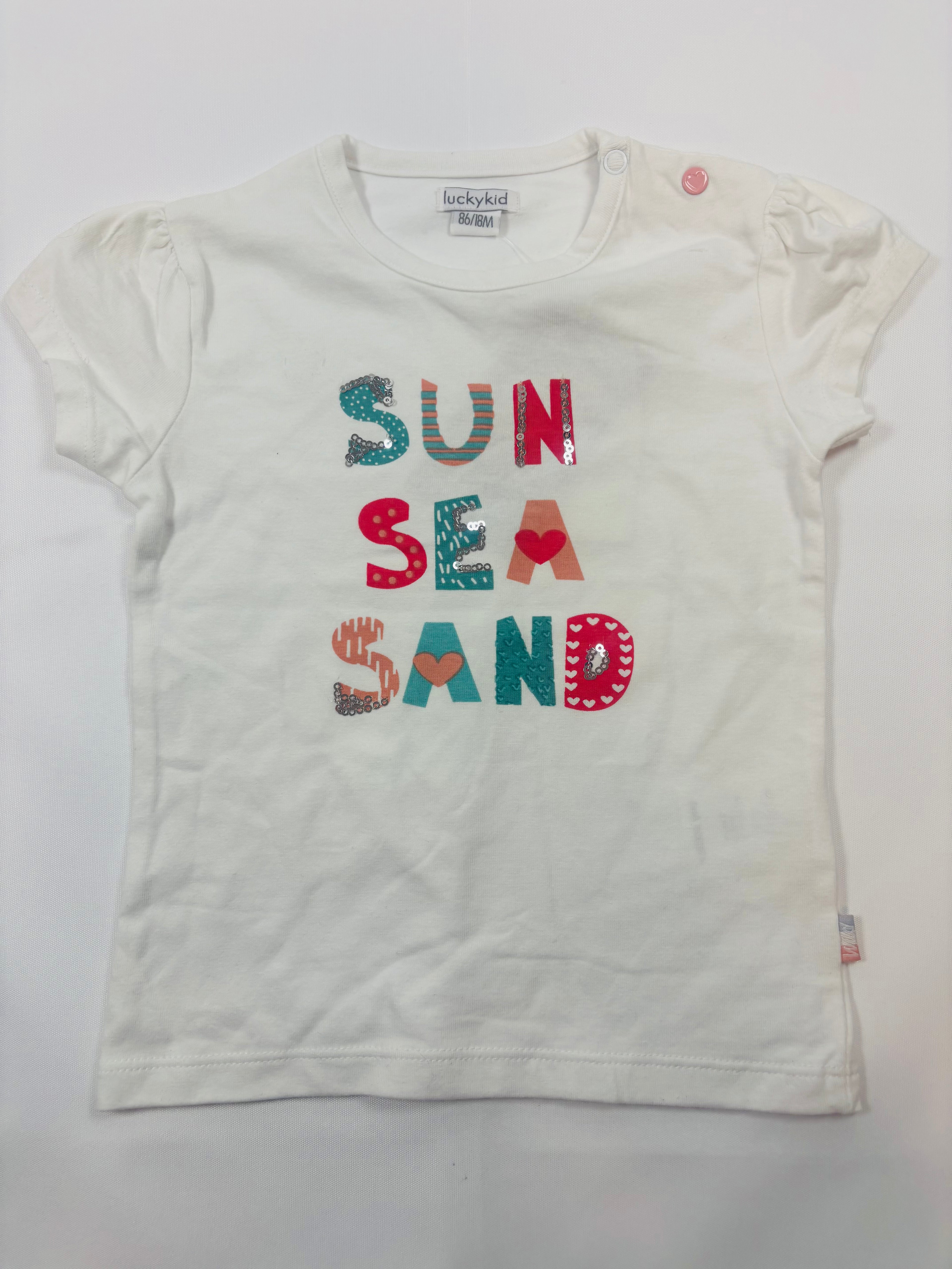T-shirt blanc motifs colorés - Lucky Kid - 86