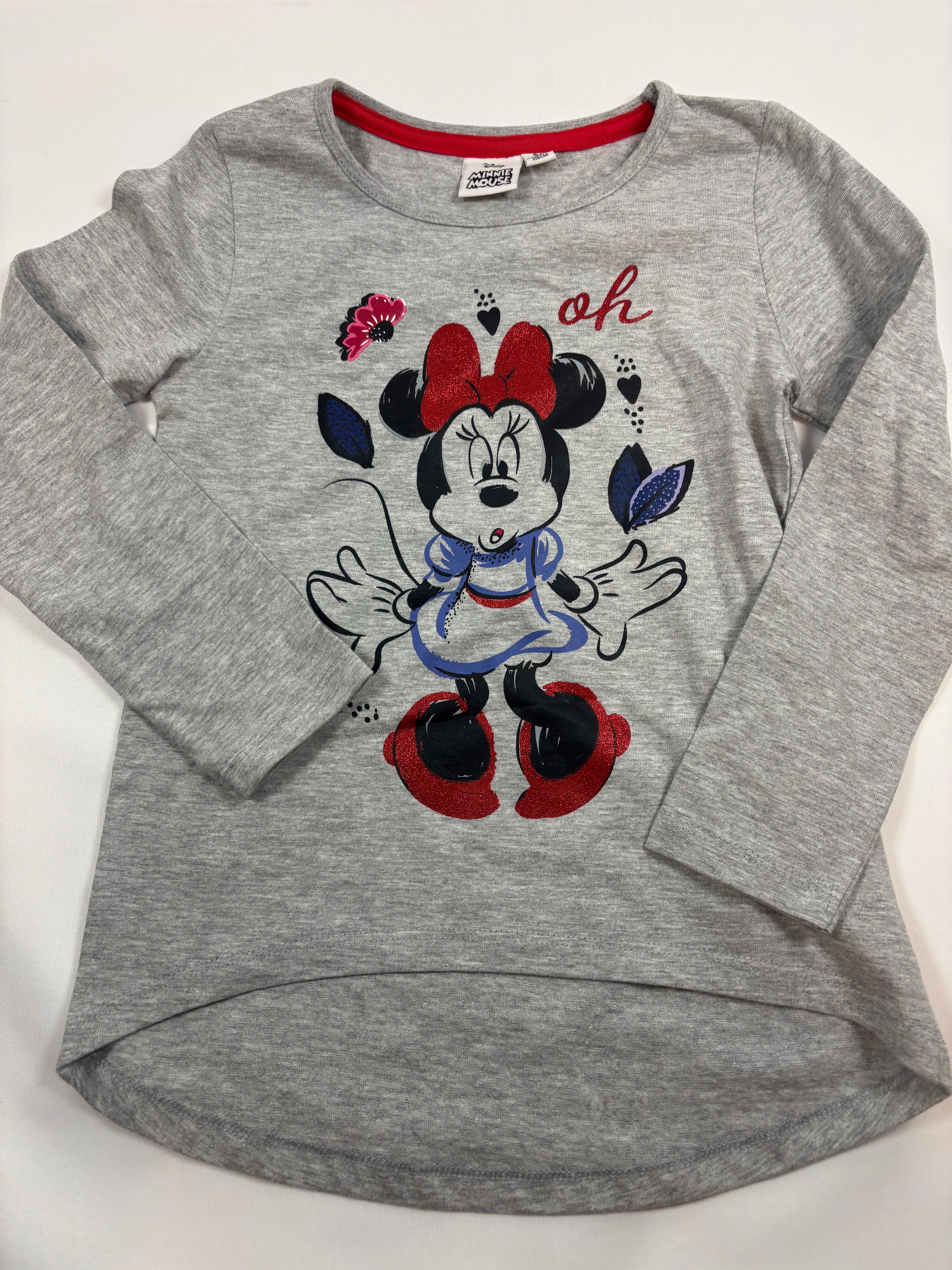 T-shirt manches longues gris motif Minnie fille – Disney – Taille 110