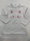 T-shirt manches longues blanc motif chat fille – Orchestra – Taille 74