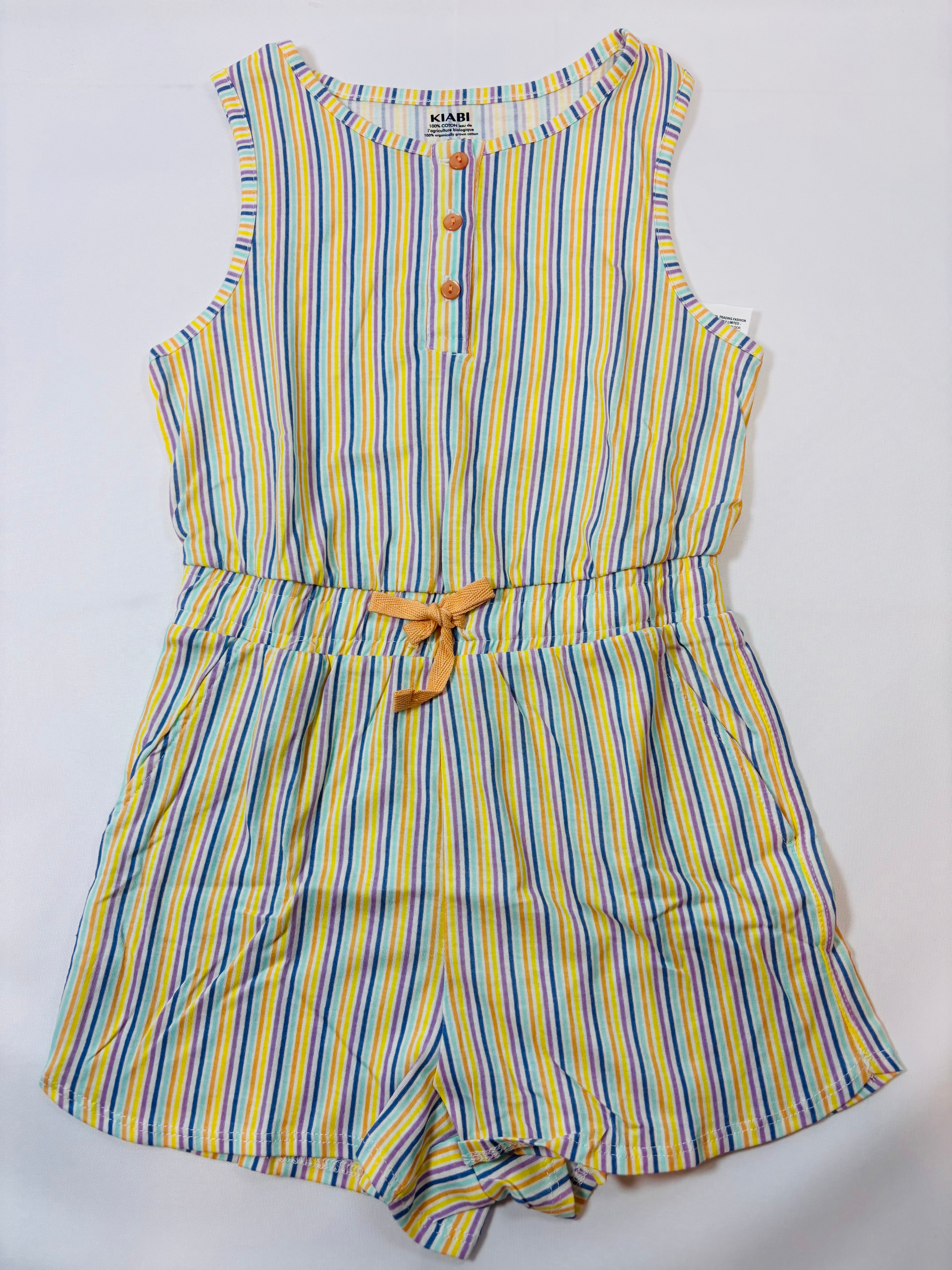 Combinaison courte blanche rayée colorée fille – taille 128