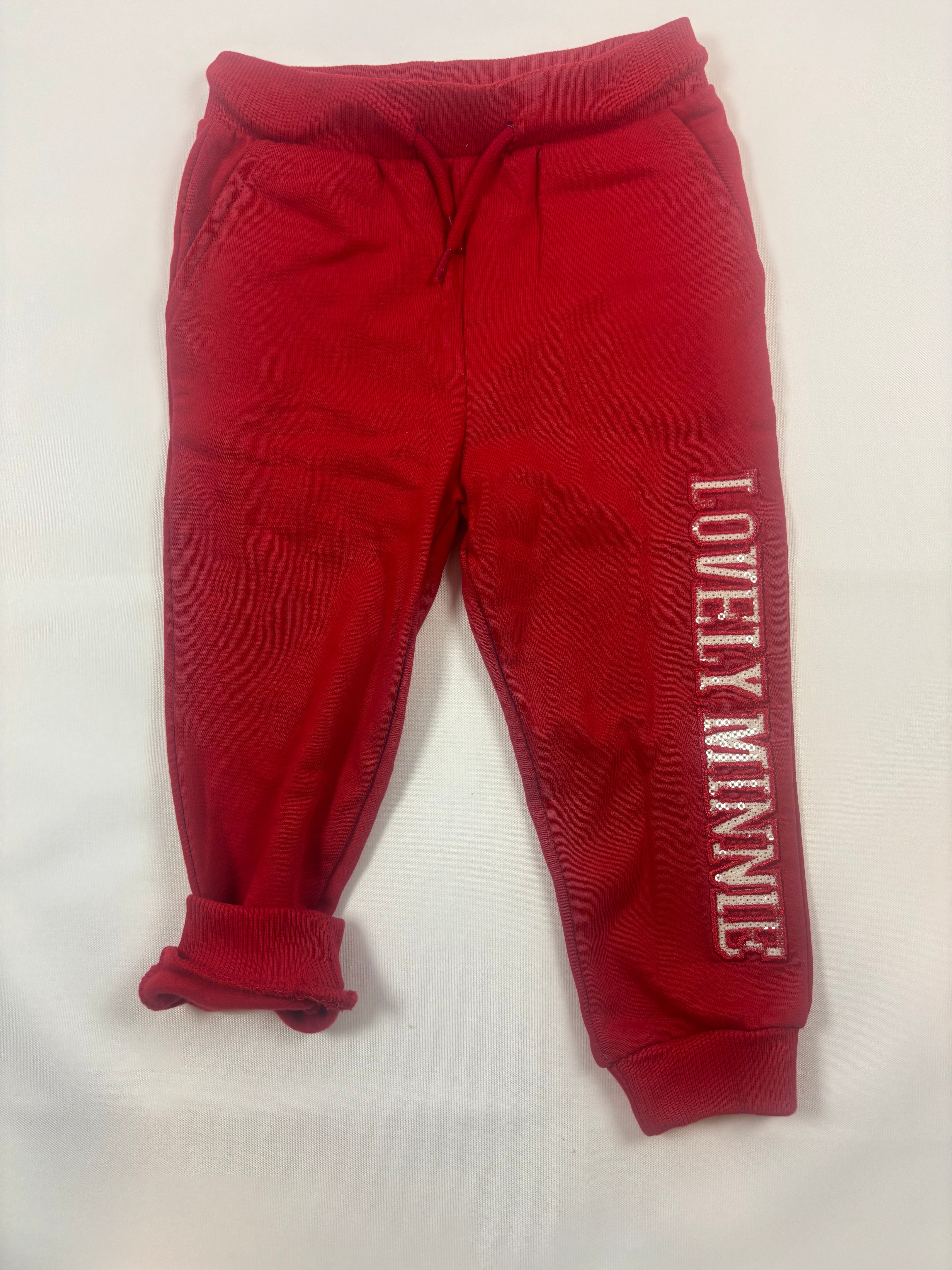 Pantalon de jogging Orchestra fille rouge "I Love Minnie" – Taille 80
