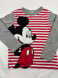 Sweat-shirt Mickey Disney garçon gris rayé rouge – Taille 110/116