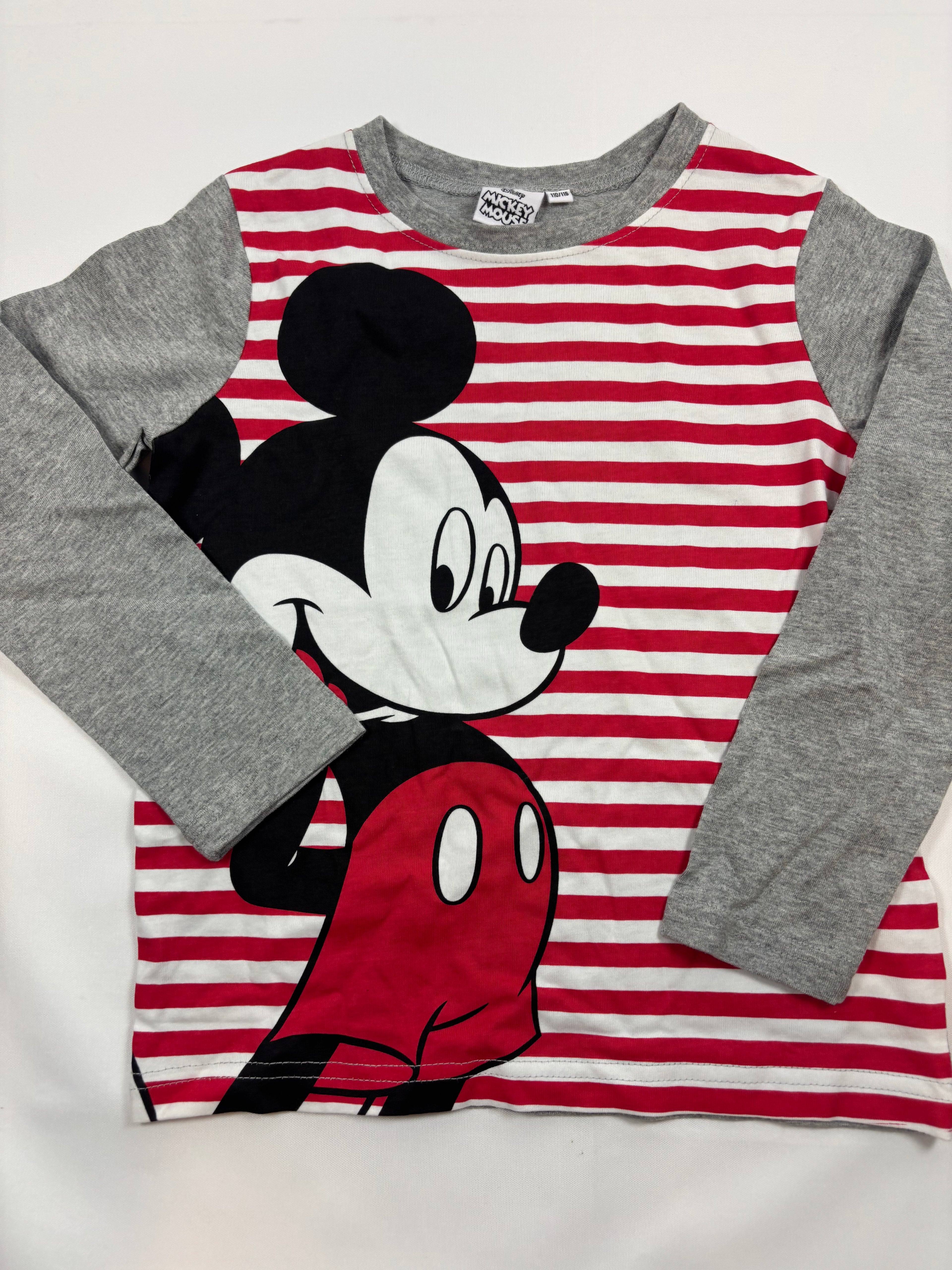Sweat-shirt Mickey Disney garçon gris rayé rouge – Taille 110/116