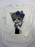 Sweat-shirt épais blanc motif chat gris – H&M – Fille 134-140