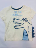 T-shirt blanc motif crocodile garçon Smile – Taille 68 (neuf)
