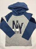 Sweat-shirt à capuche bleu et gris motif dinosaure – Tissaia – Garçon 104