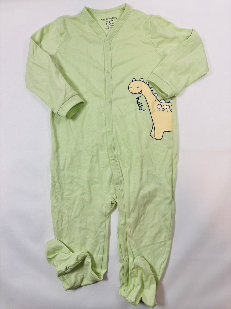 Pyjama 1 pièce vert clair motif dinosaure unisexe 80 - Sinsay