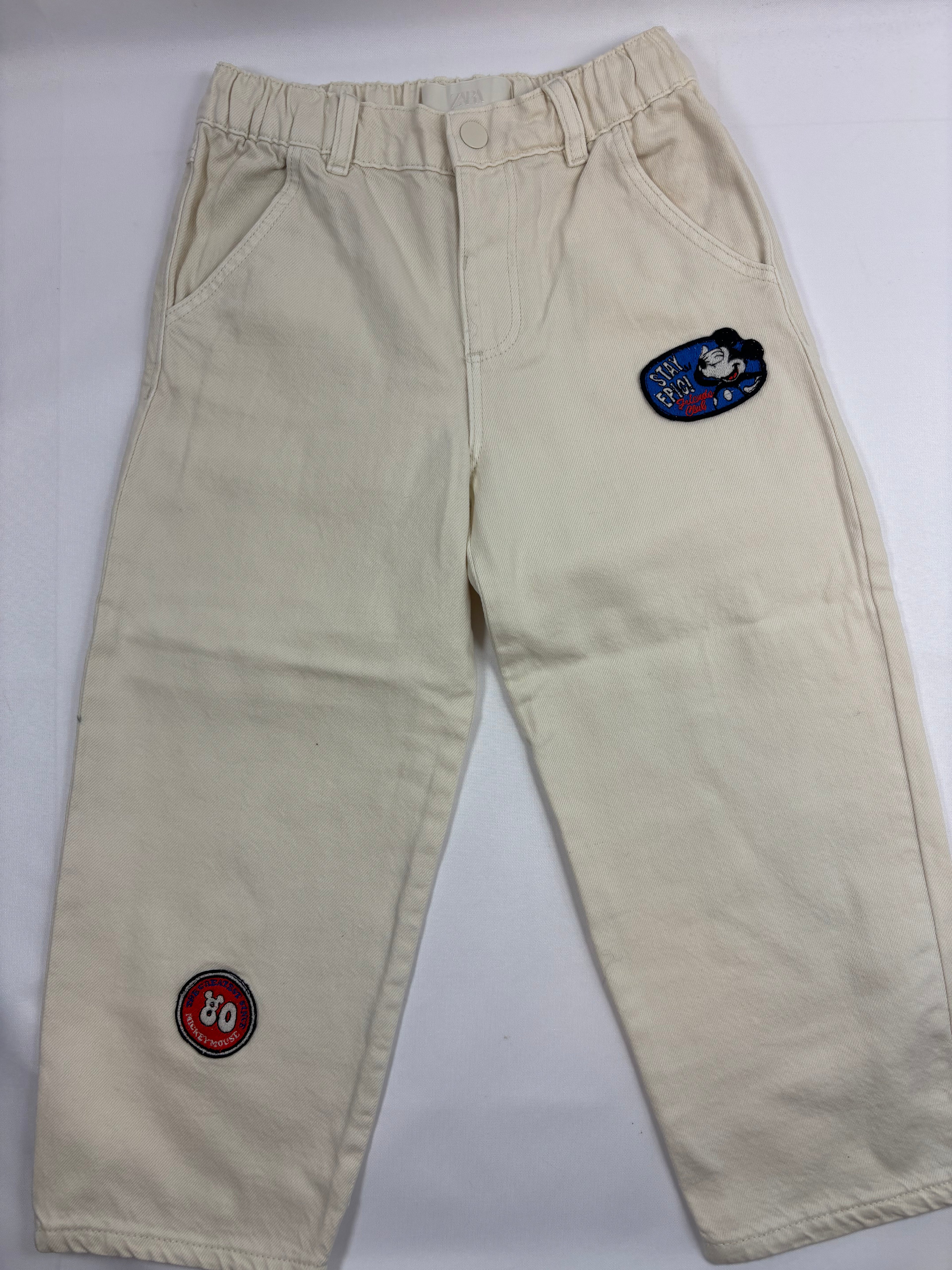 Jean beige motif Mickey Zara – garçon, 110