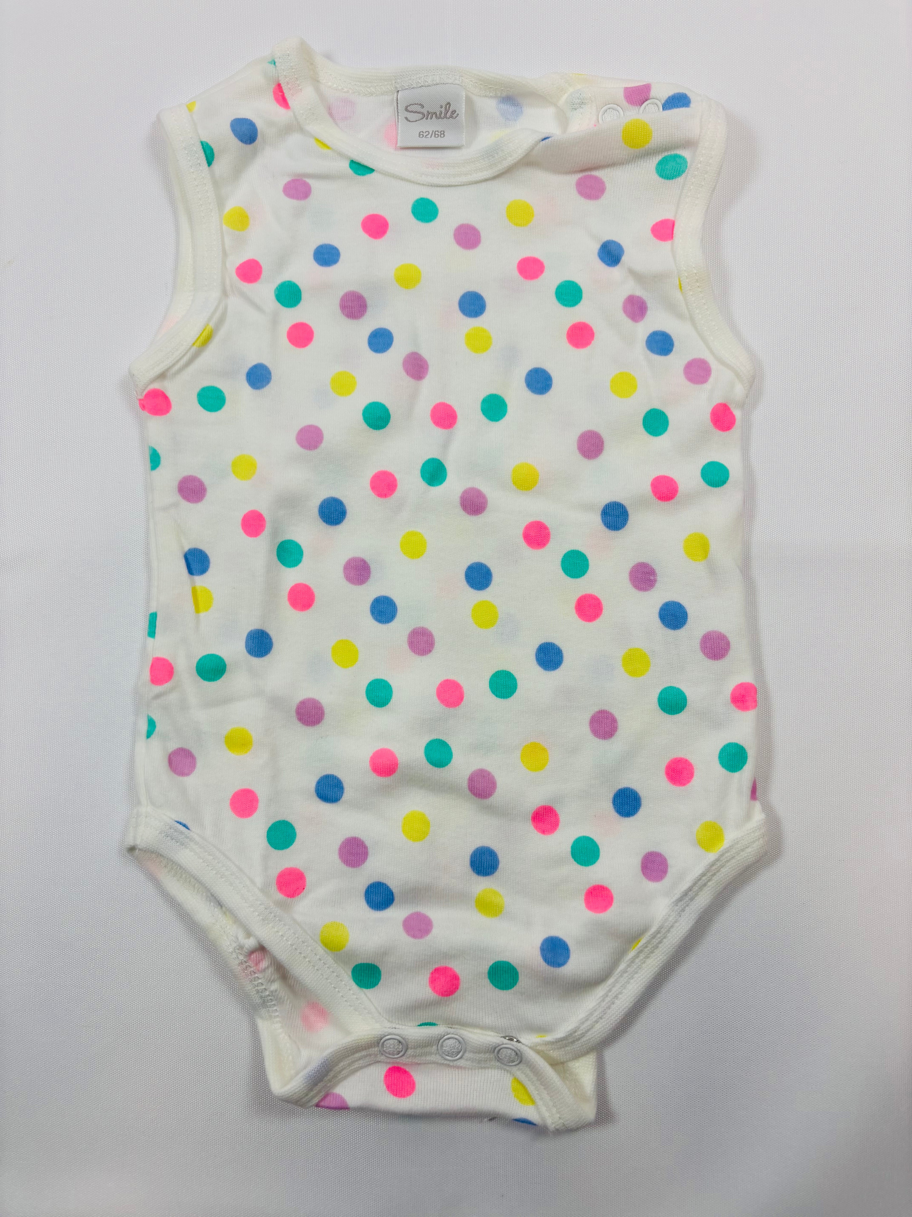 Body blanc à petits pois colorés - Smile - 62-68