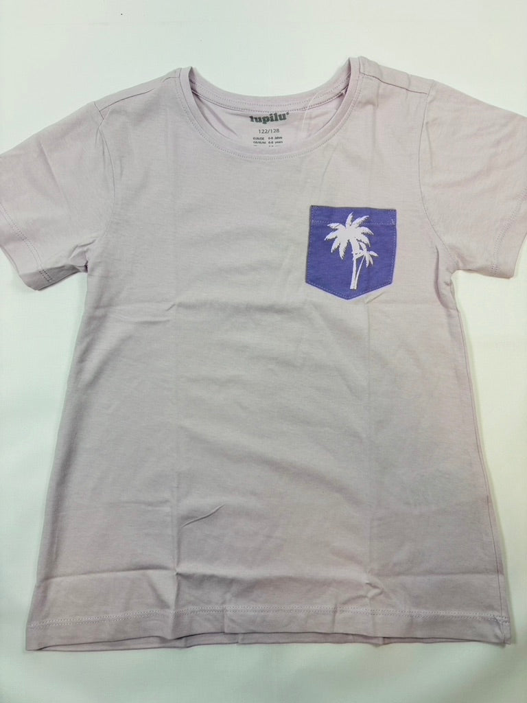 T-shirt motif Palmiers – Rose 122/128 (Lupilu)