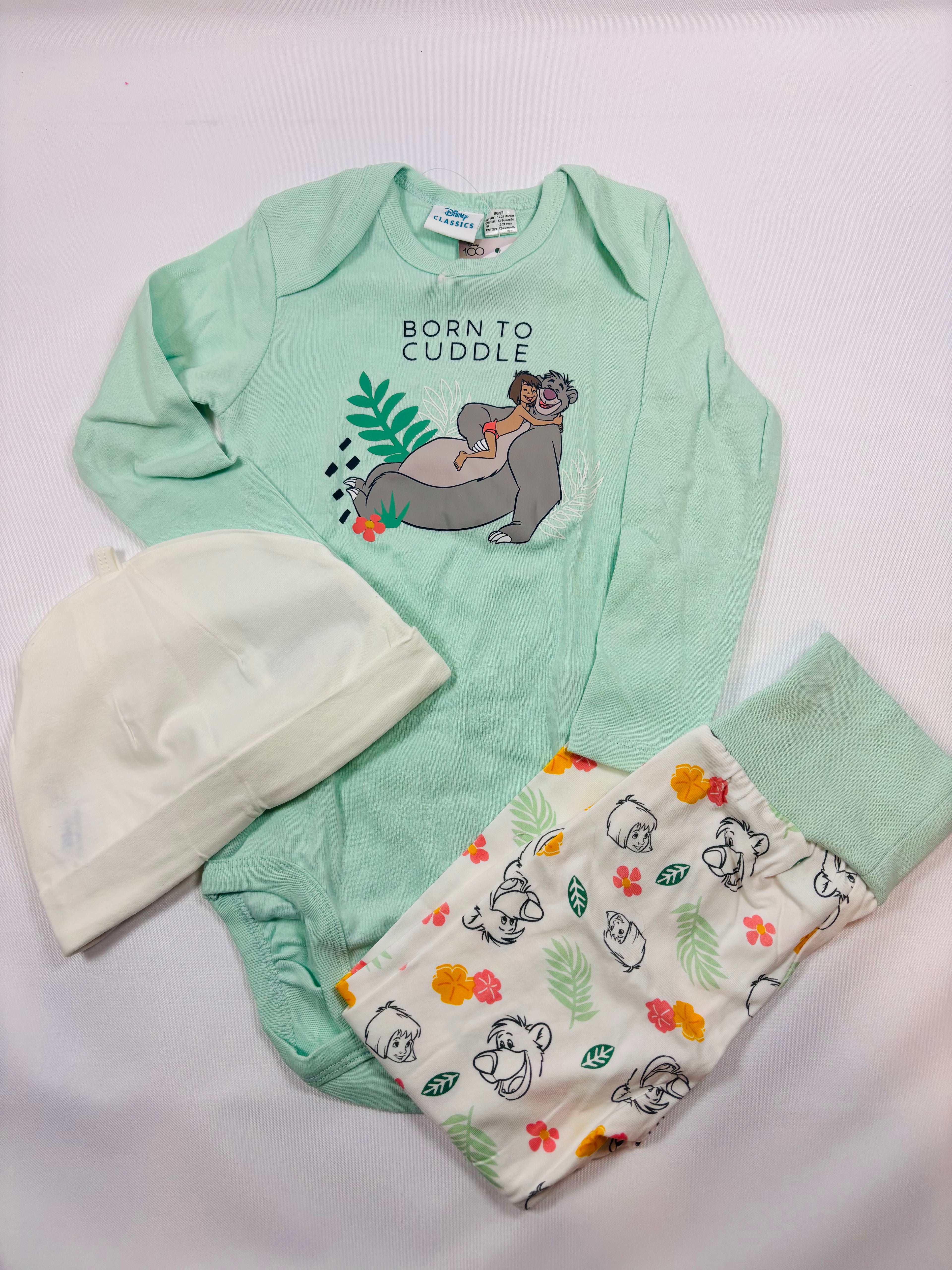 Ensemble body, pantalon & bonnet Disney – Taille 86-92 (unisexe)