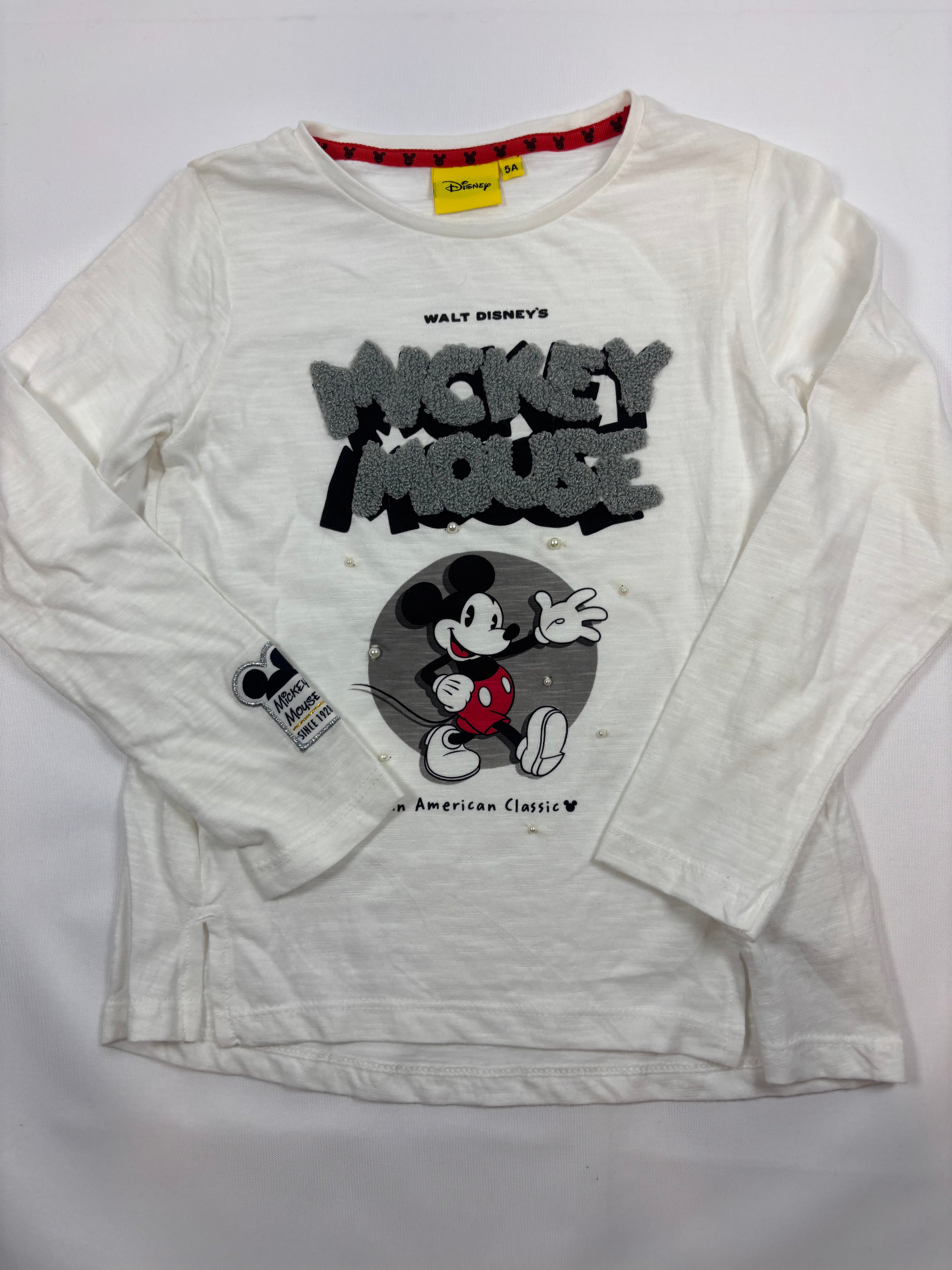T-shirt manches longues blanc motif Minnie à perles fille – Disney – Taille 110