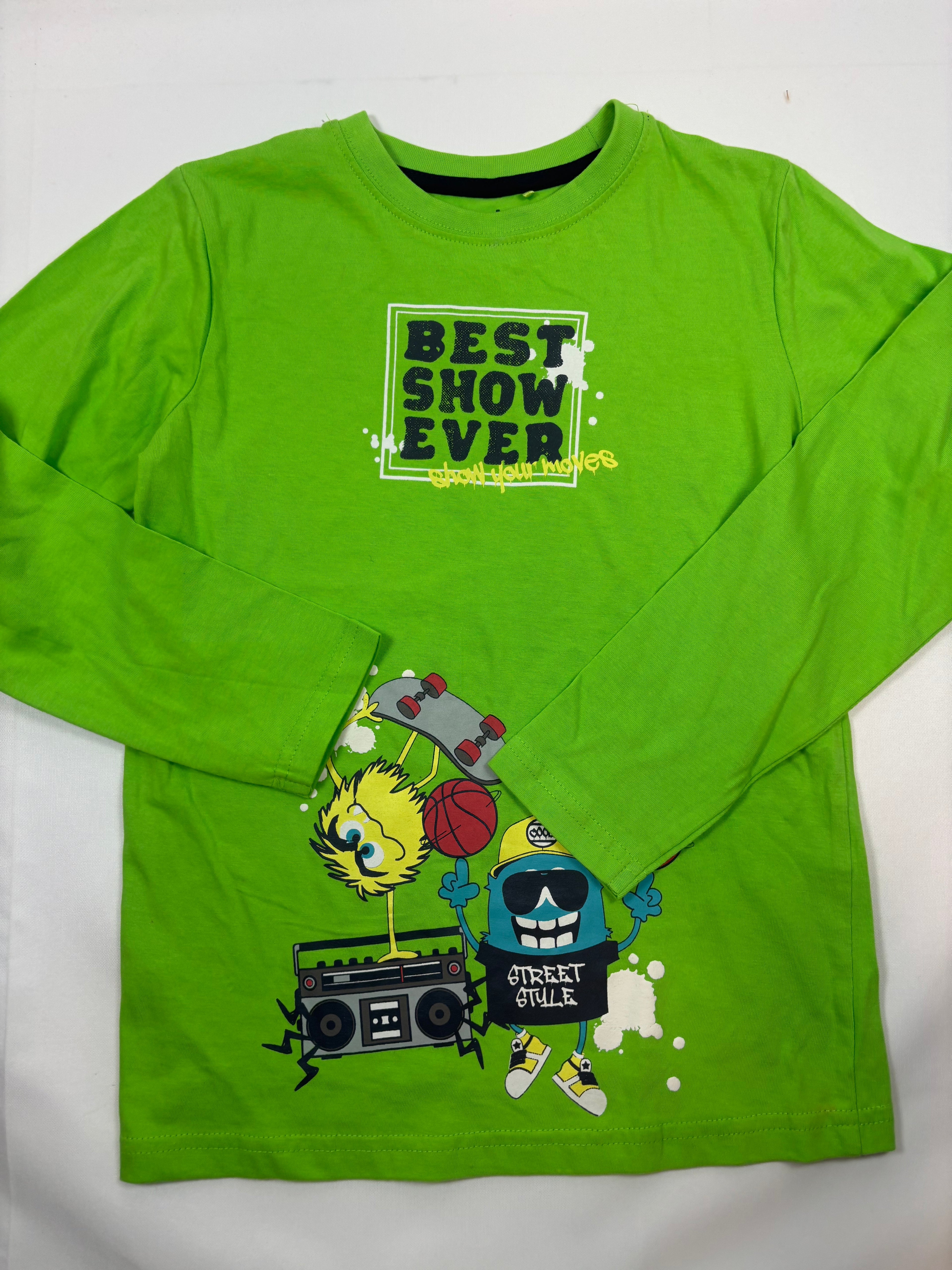 Sweat-shirt vert motif monstres – Bon Bon Boys – Garçon 128