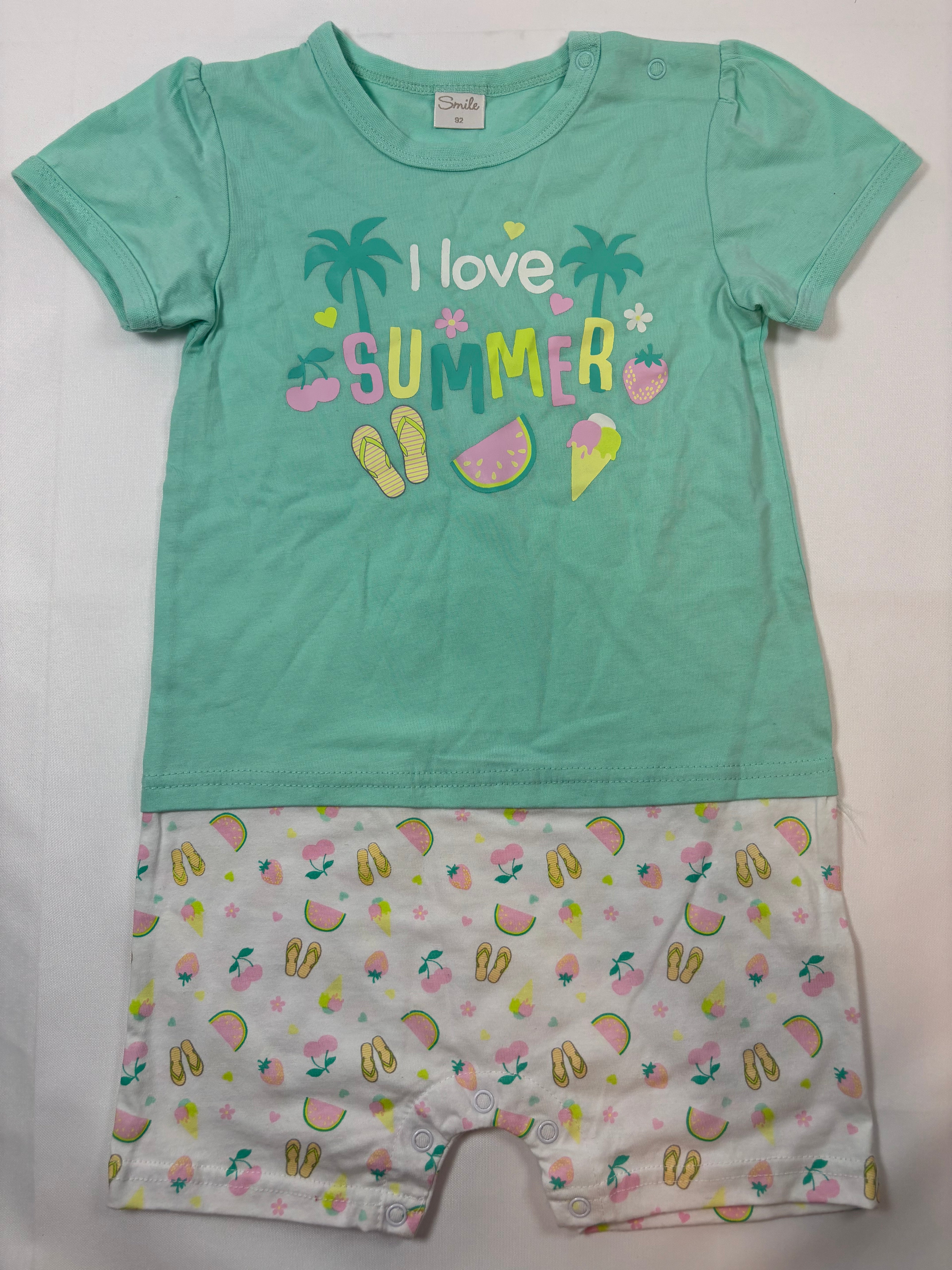 Pyjama court bleu et blanc – Smile