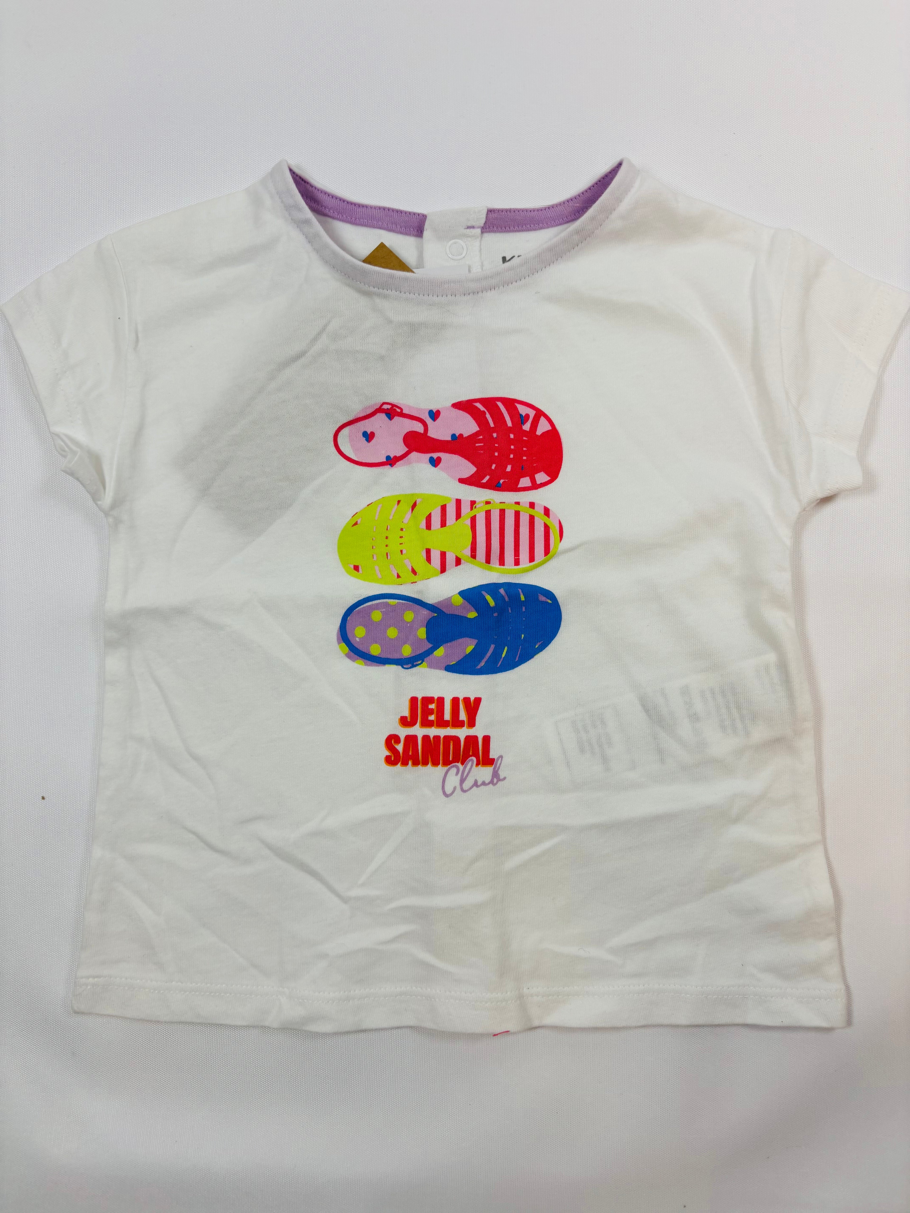 T-shirt blanc motif sandales – Fille – 74