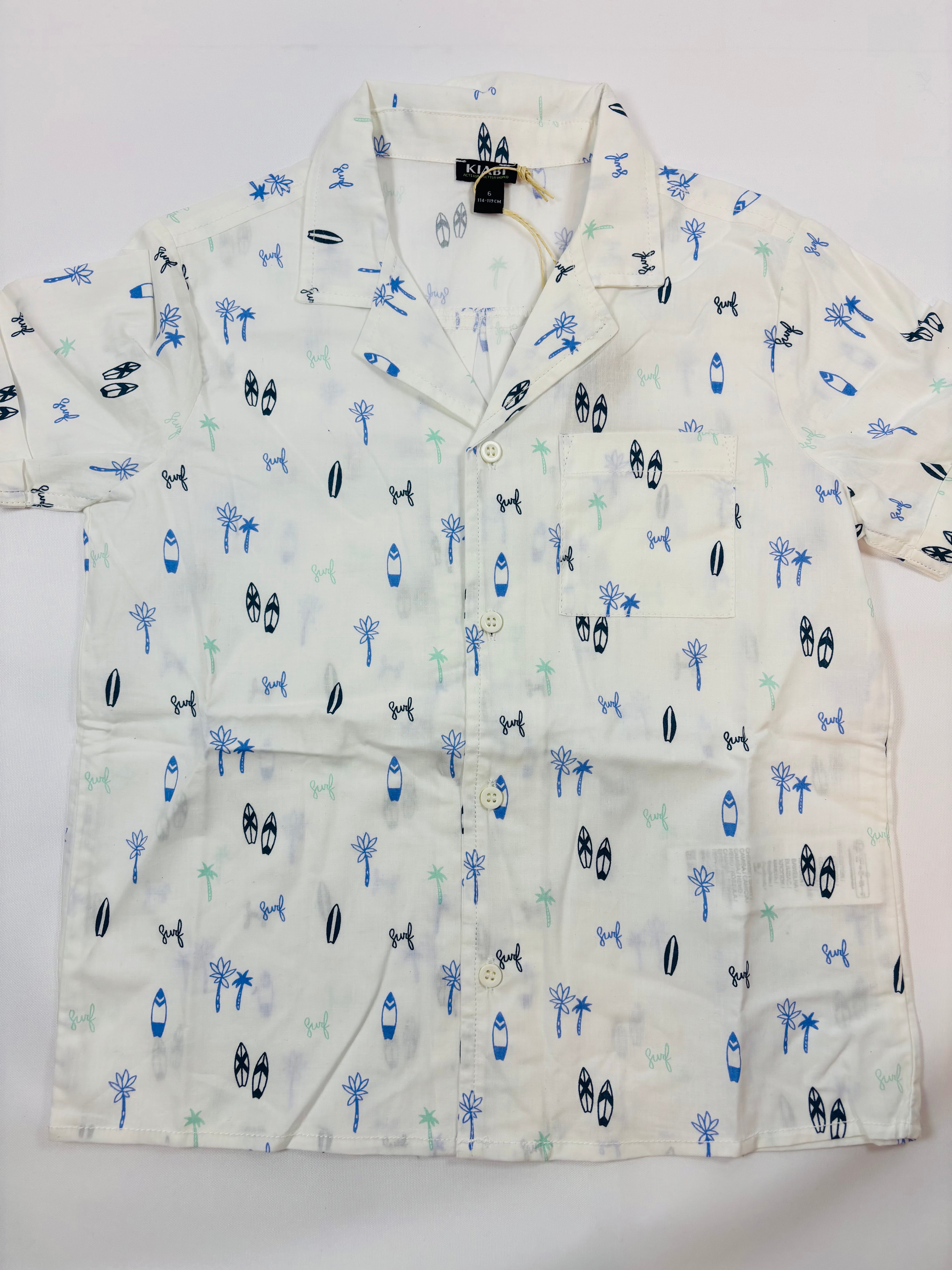 Chemise blanche motif surf garçon – taille 116