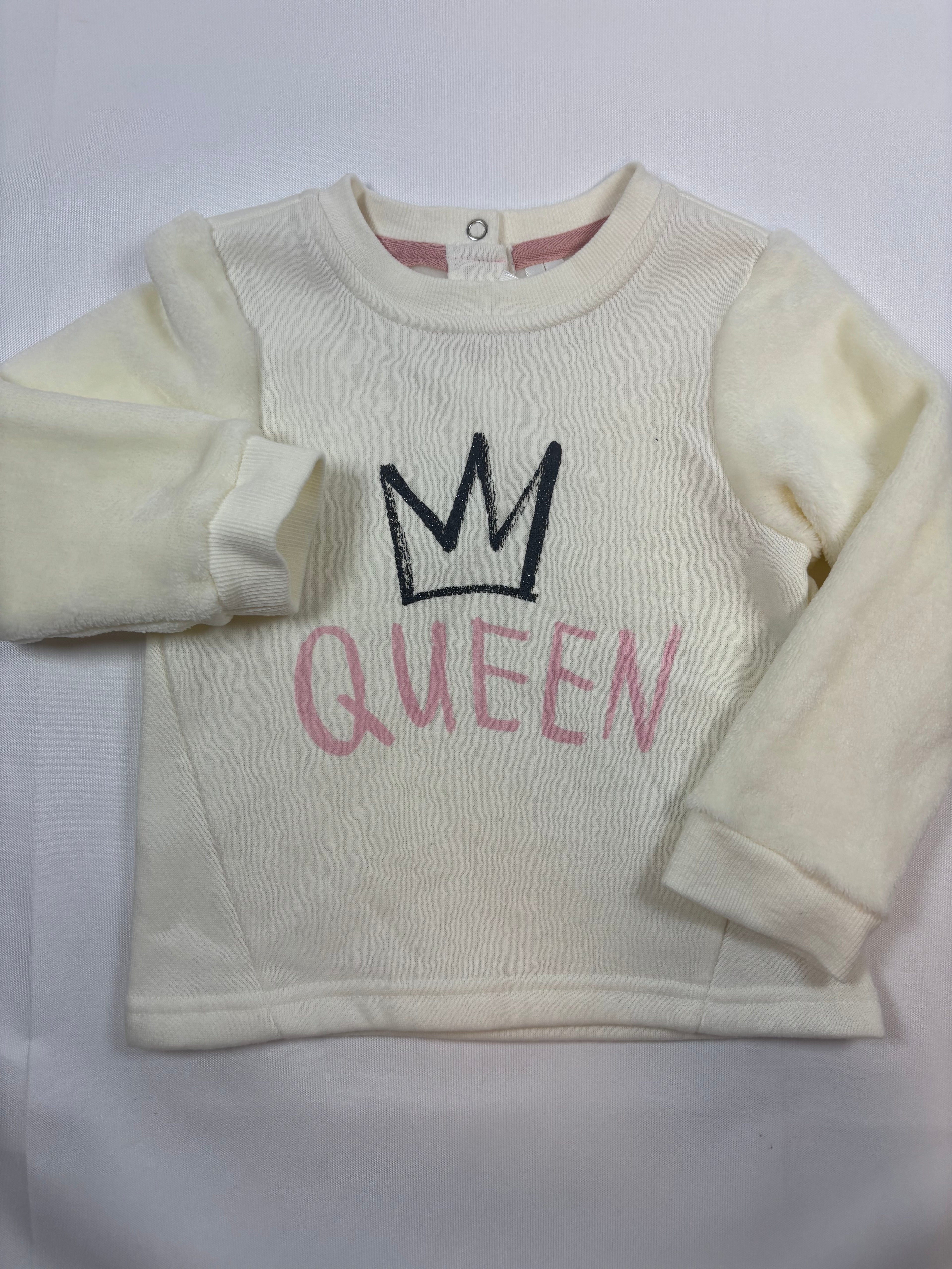 Pull blanc inscription "Queen" noir – Orchestra – Fille 86