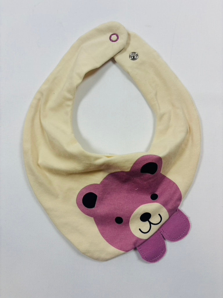 Bavoir blanc motif ours fille - Smile