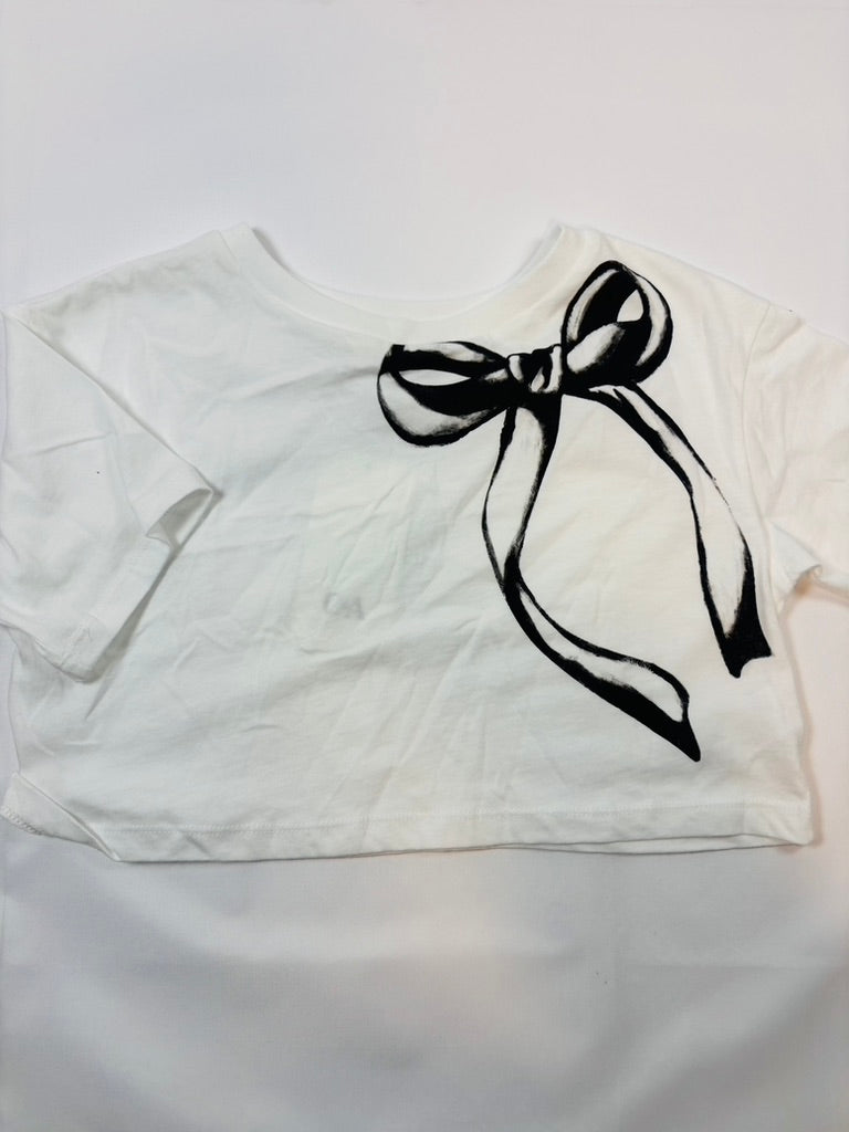 T-shirt Blanc Motif Nœud – Fille – 140