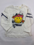 T-shirt manches longues blanc motif smile fille – Orchestra – Taille 80