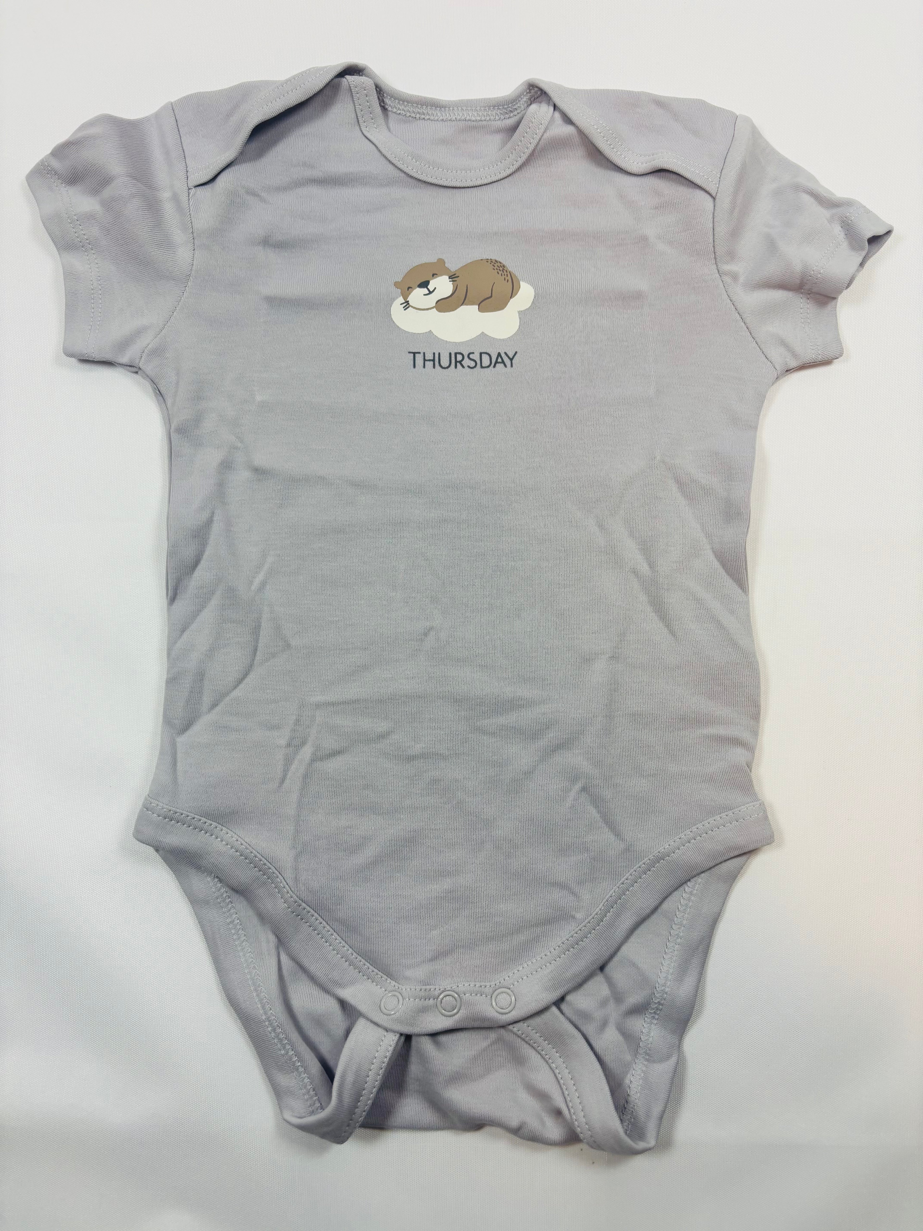Body manches courtes gris clair motif animal qui dort – C&A – Unisexe taille 86