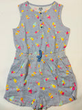 Combinaison courte blanche rayée bleue motif glaces fille – taille 140