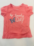 T-shirt rose motifs papillons fille Lupilu – Taille 62/68 (neuf)