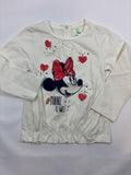 T-shirt manches longues blanc motif Minnie et cœurs fille – Orchestra – Taille 80