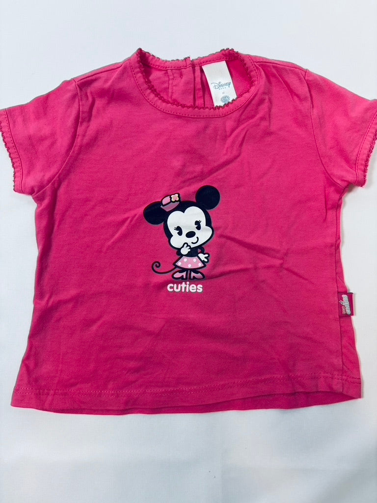 T-shirt rose motif Minnie – Fille – 74