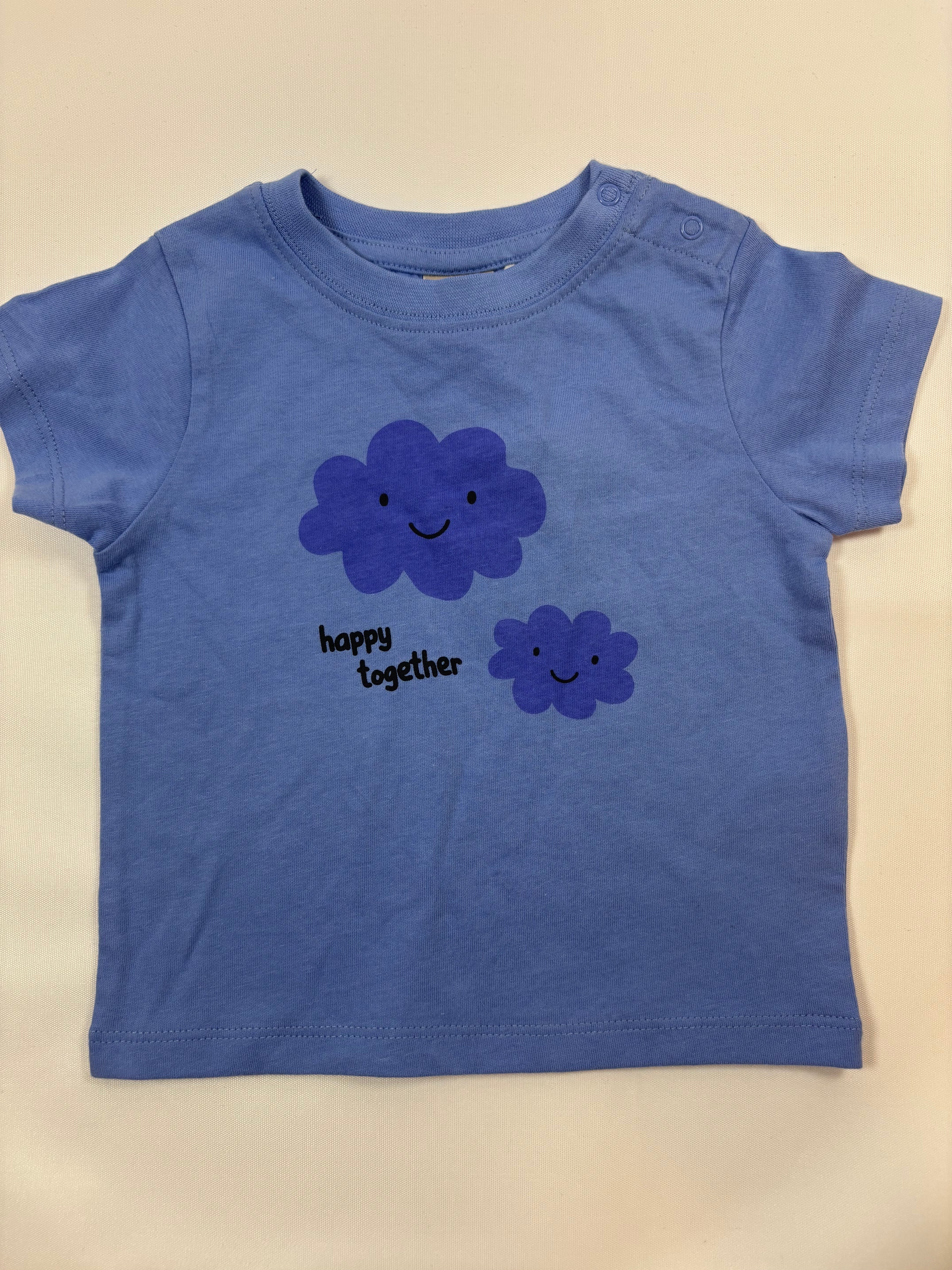 T-shirt bleu motif nuage garçon – taille 62/68