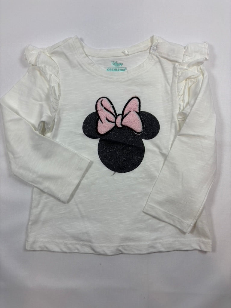 T-shirt manches longues blanc motif Minnie fille – Orchestra – Taille 80