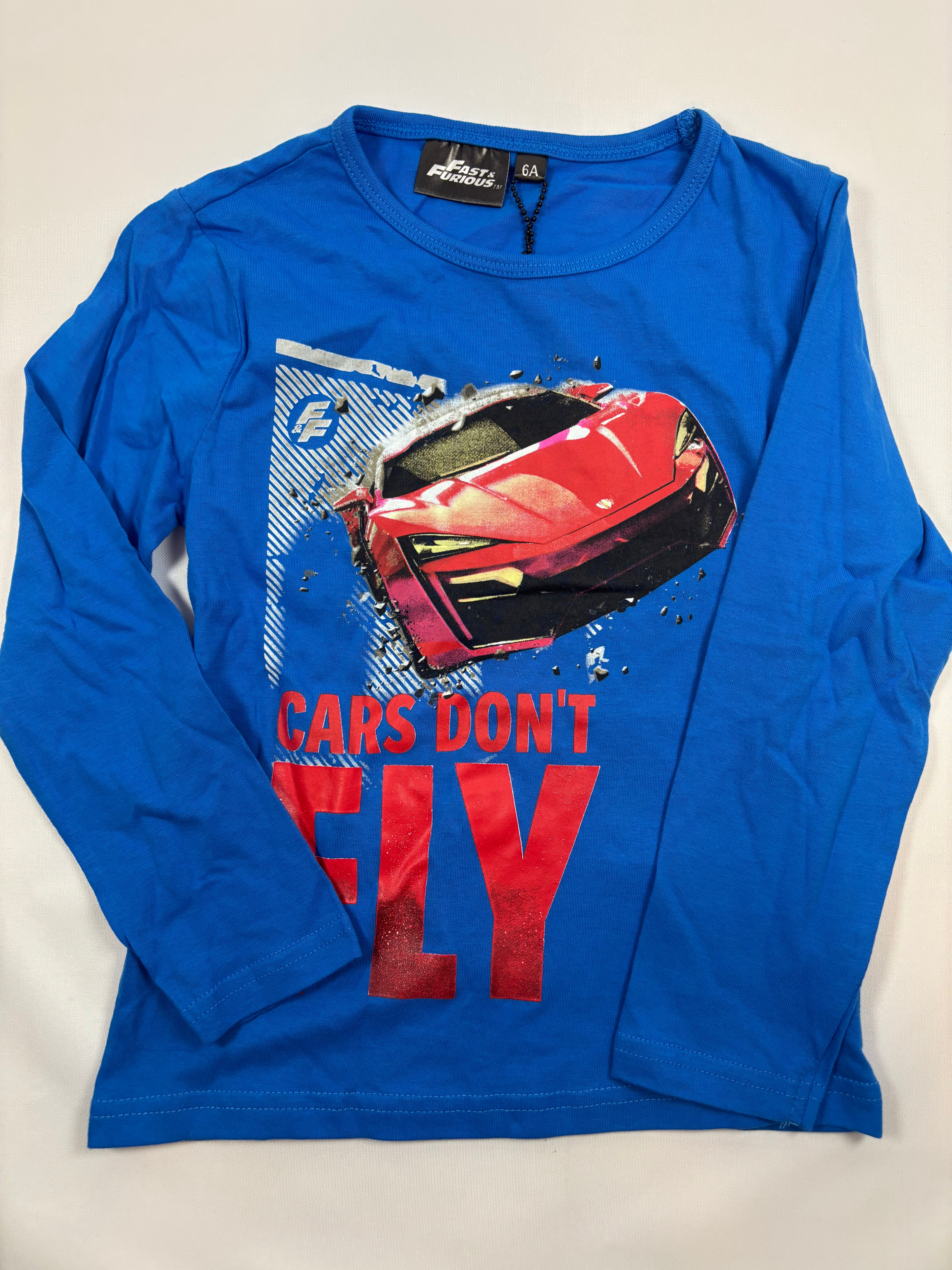 Sweat-shirt bleu motif voiture Fast and Furious – Taille 116