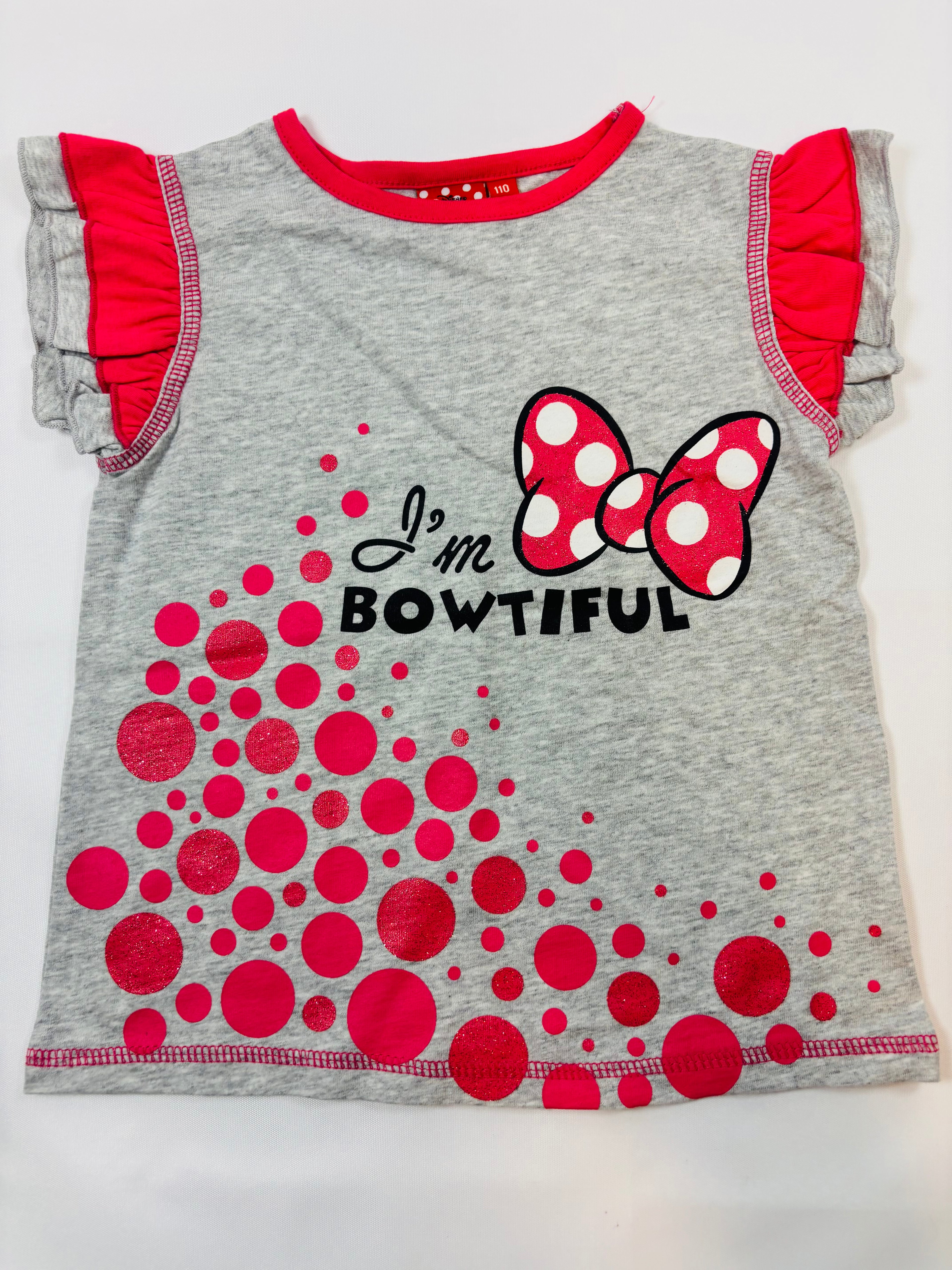 T-shirt gris et rouge motif Minnie fille – taille 110