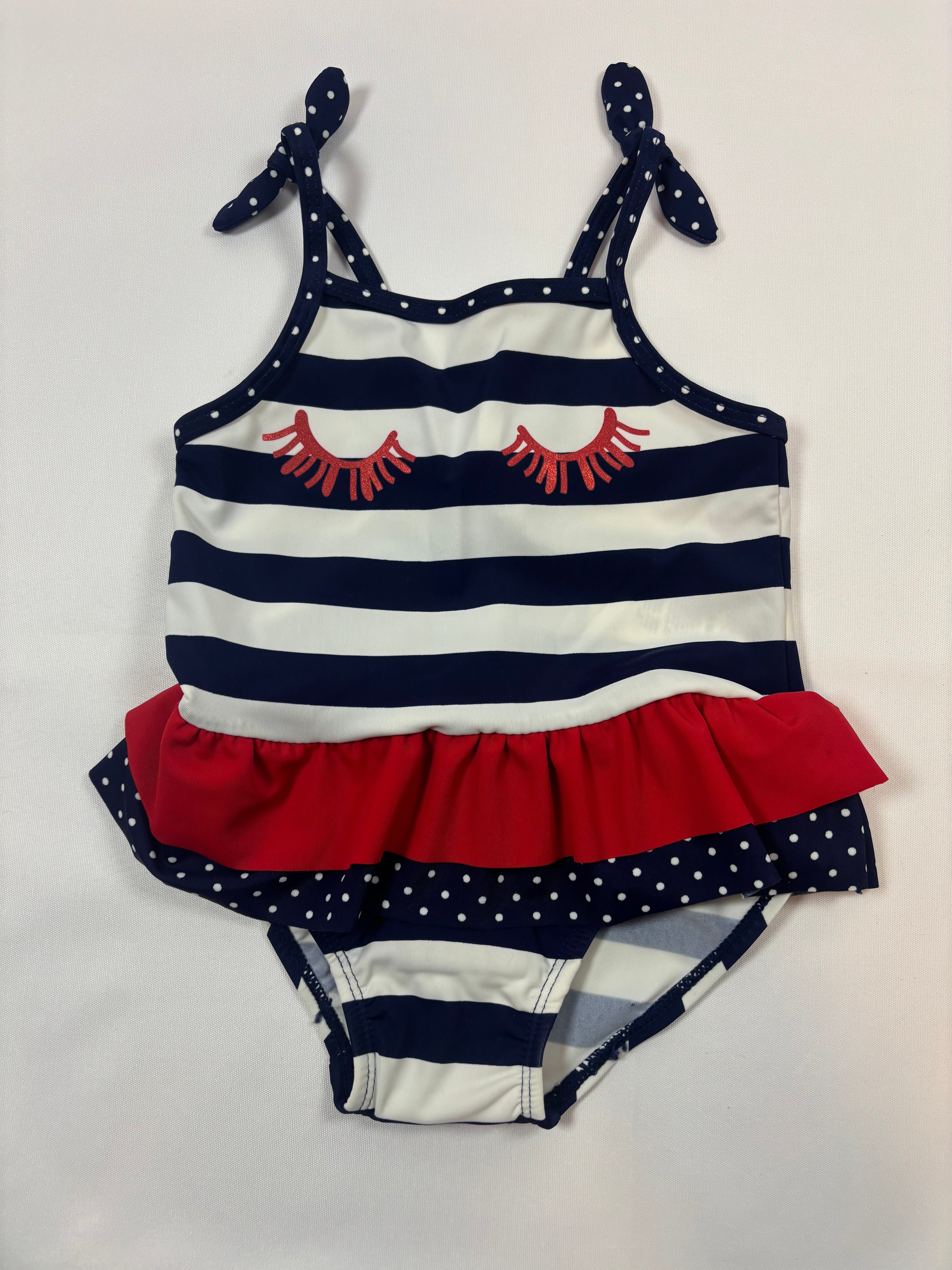 Maillot de bain rayé bleu et blanc fille – taille 86