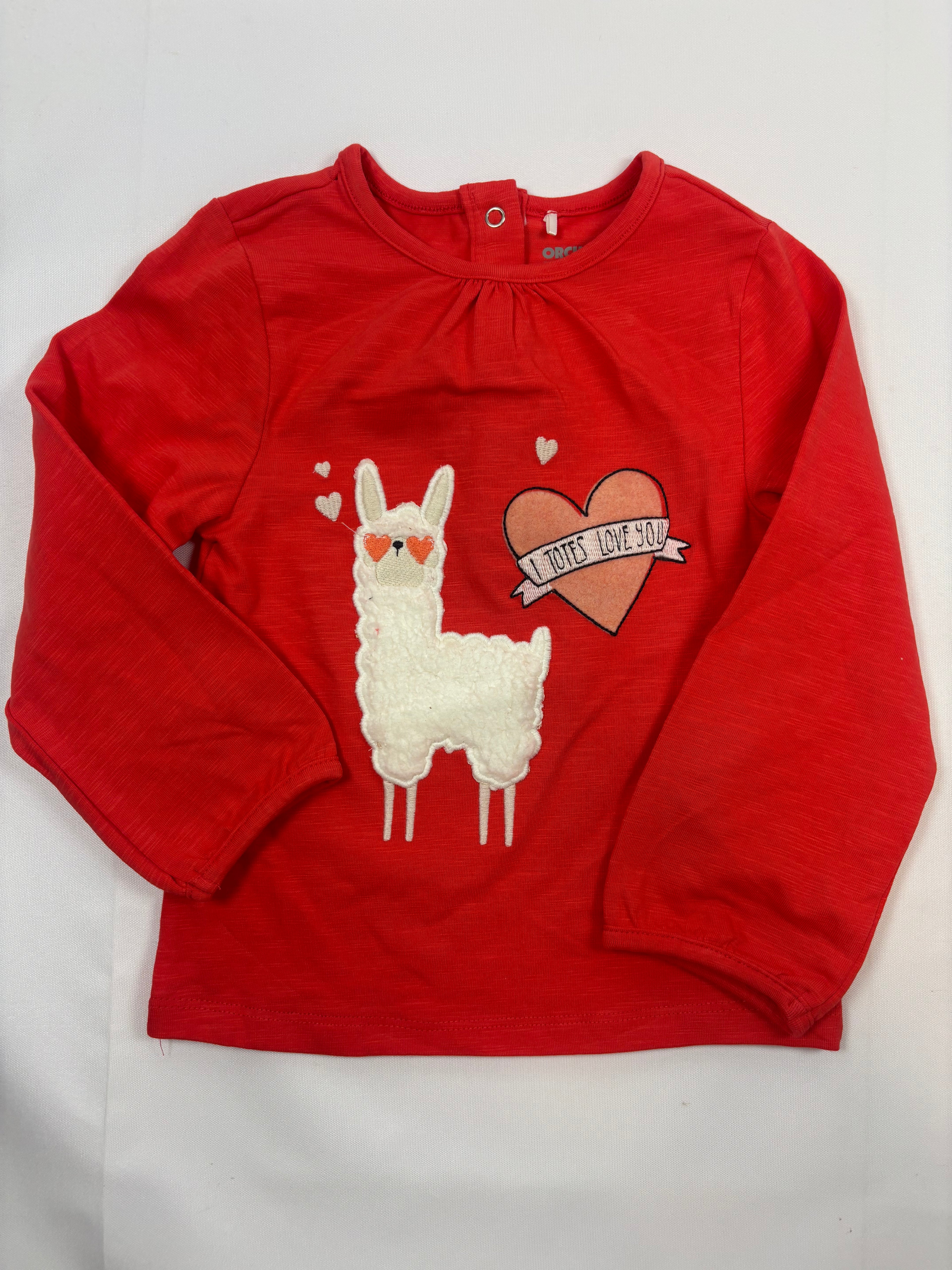 Sweat-shirt rouge motif lama – Orchestra – Fille 86