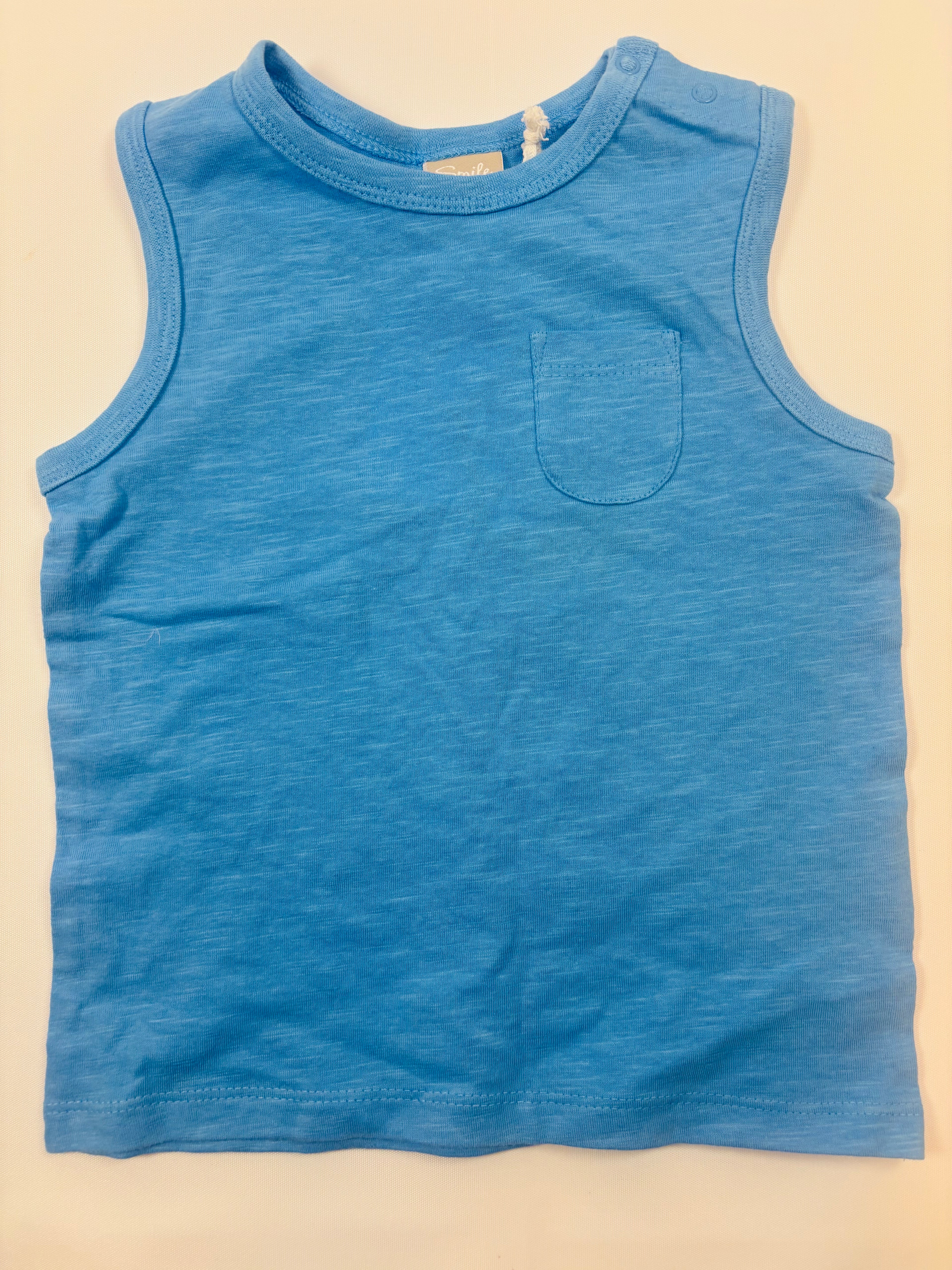 Débardeur bleu garçon Smile – Taille 80 (neuf)