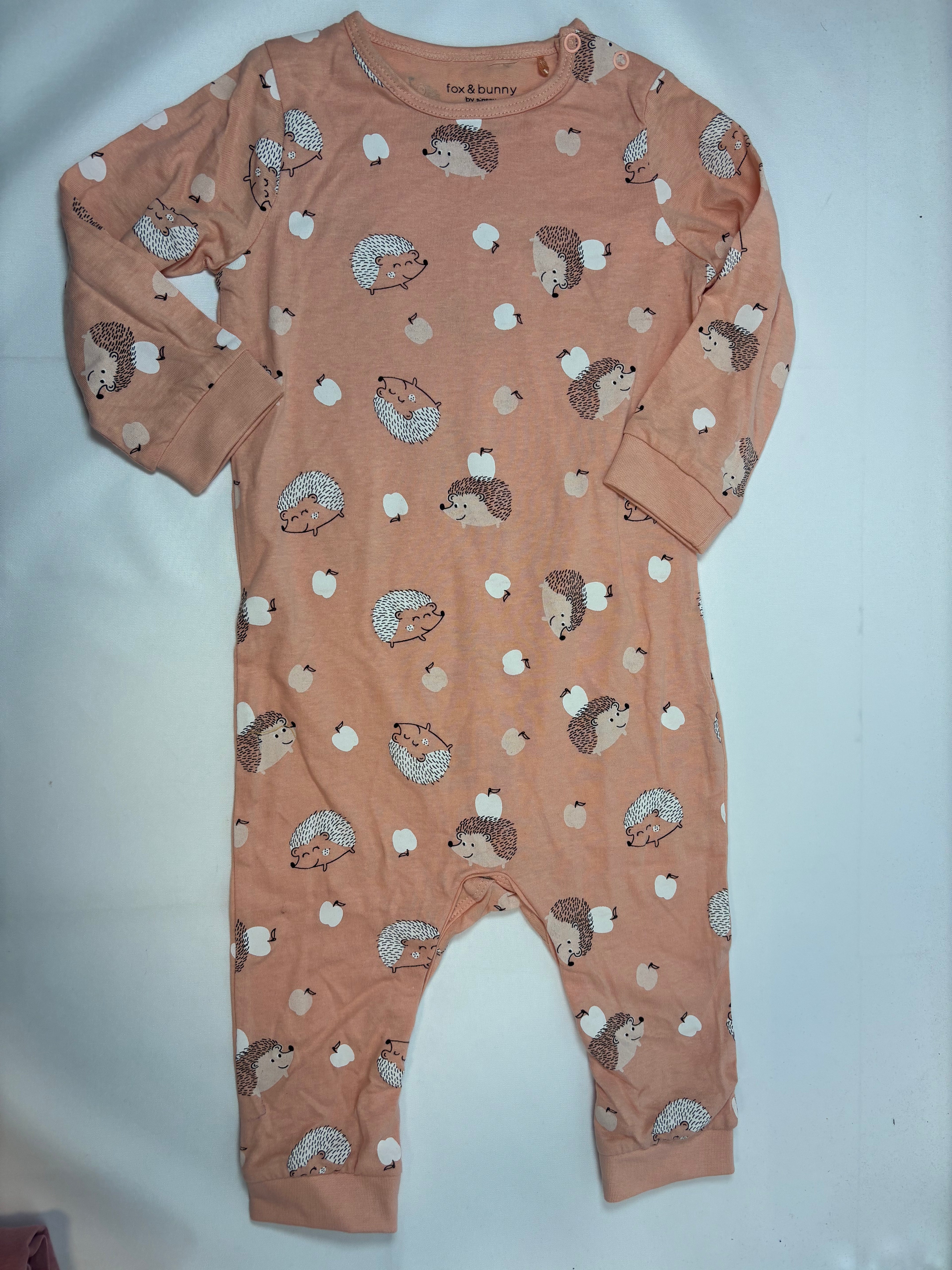 Pyjama 1 pièce rose clair motif hérissons Fox and Bunny – Taille 92 fille