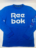 T-shirt manches longues garçon bleu logo blanc 164 - Reebok