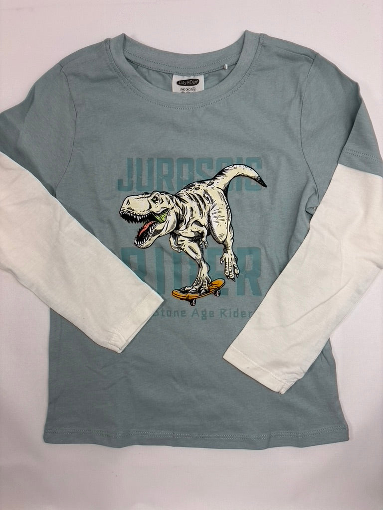 Sweat-shirt bleu et blanc dinosaure Lupilu garçon – 110-116 – Neuf