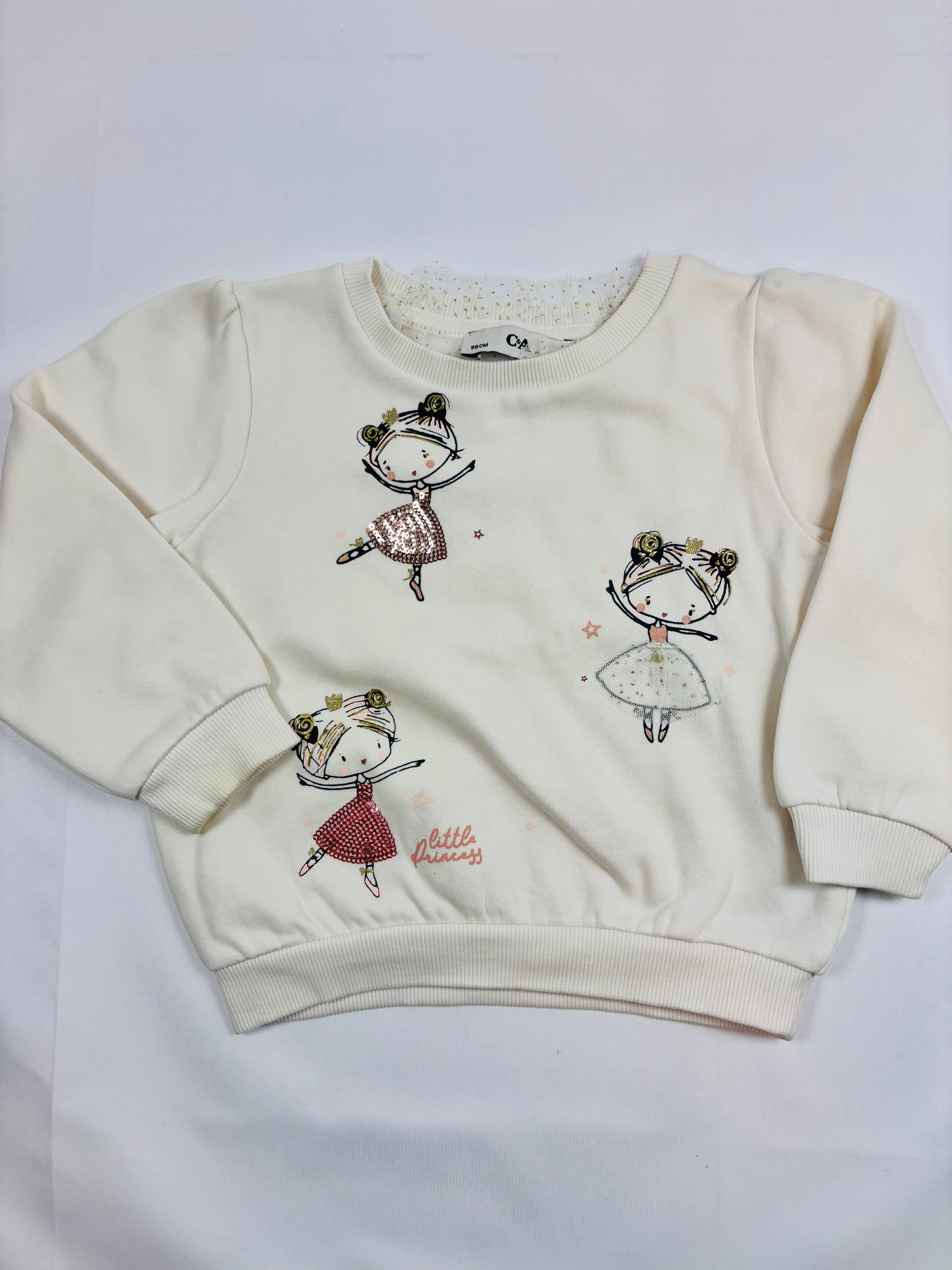 Pull blanc motif danseuses C&A – fille, 98